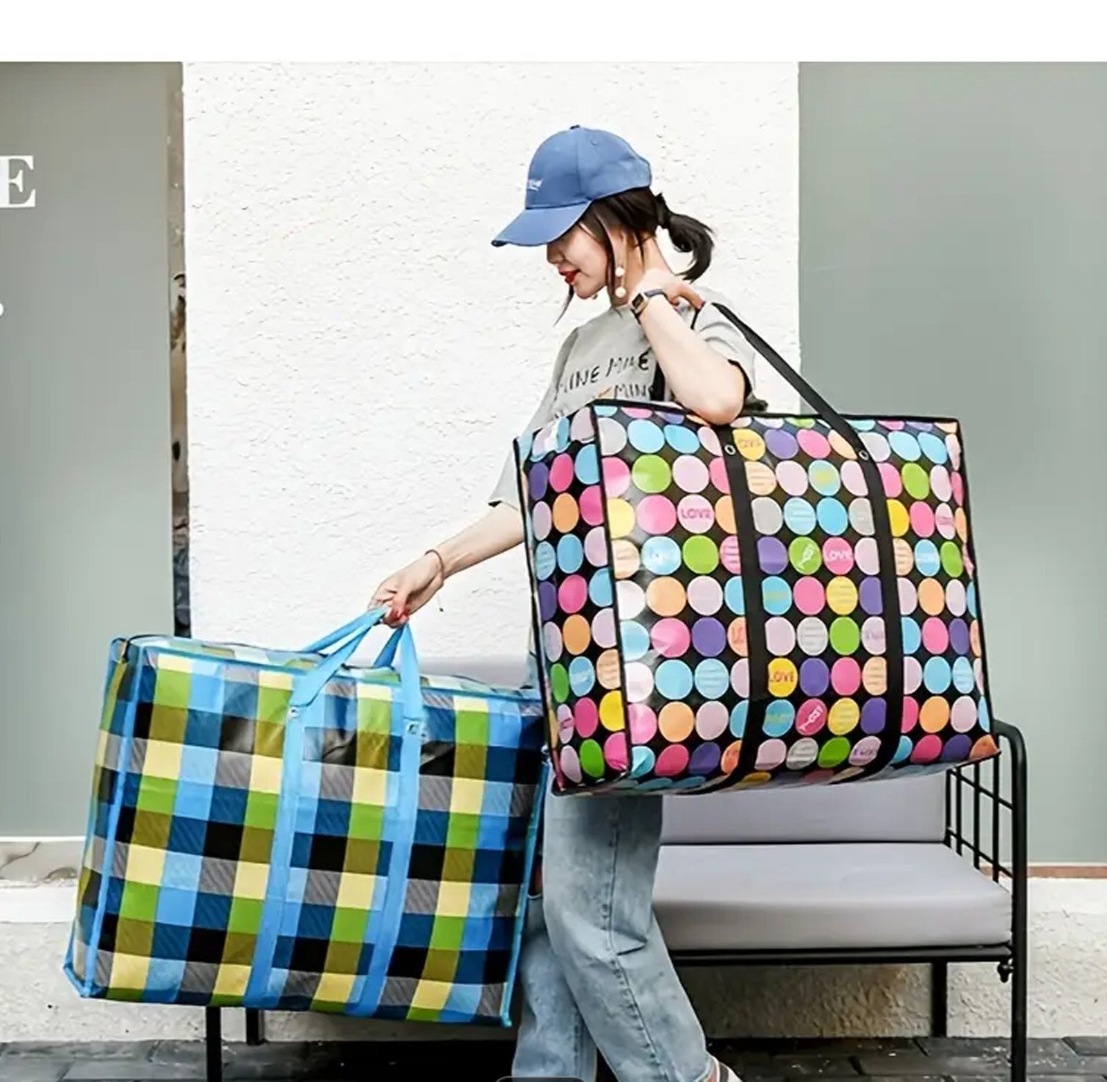 Extra Huge Reusable Nonwoven Polyester Laundry Storage Bags with handle & zipper
