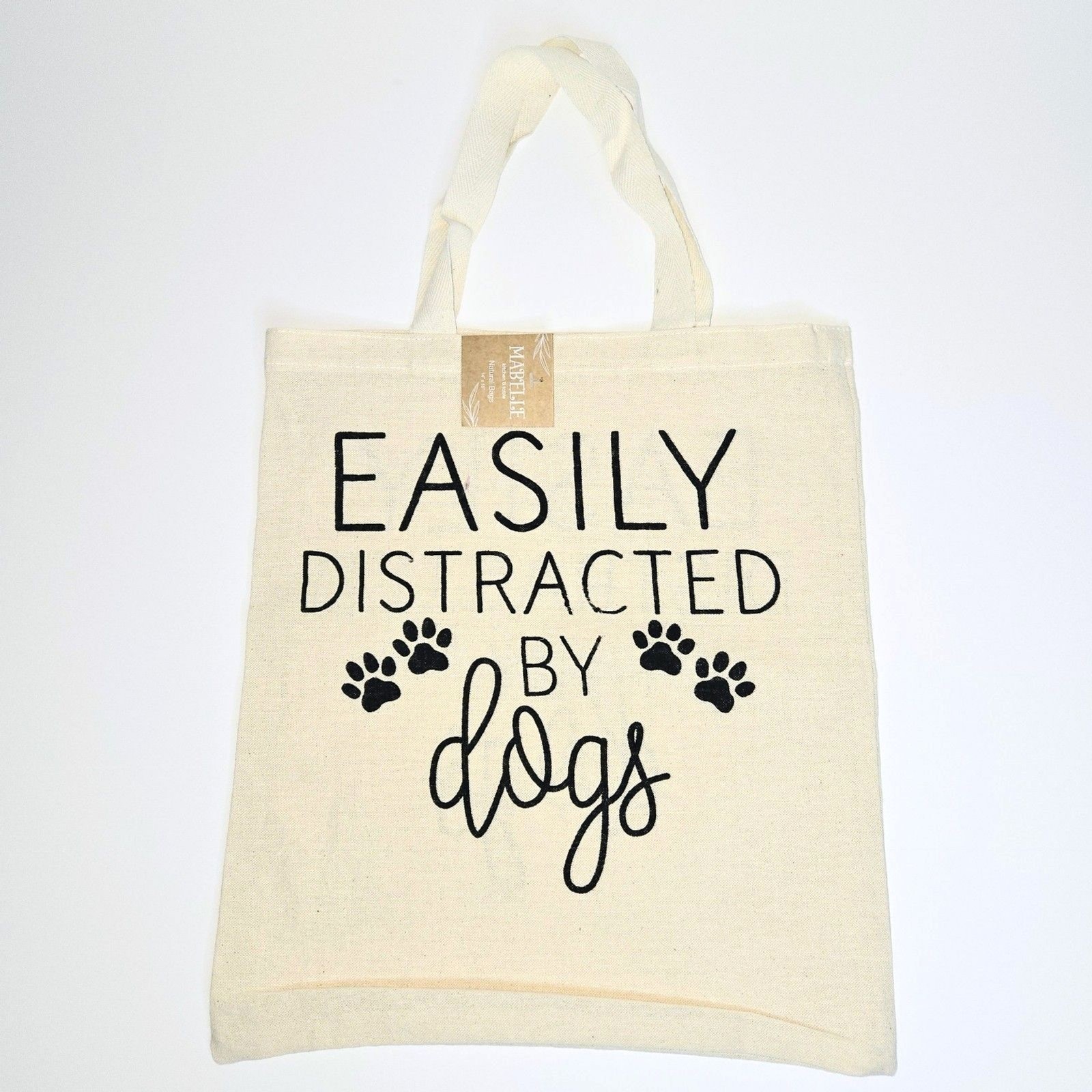 MABELLE CANVAS REUSABLE SHOPPING BAG “Easily Distracted By Dogs” NEW NWT