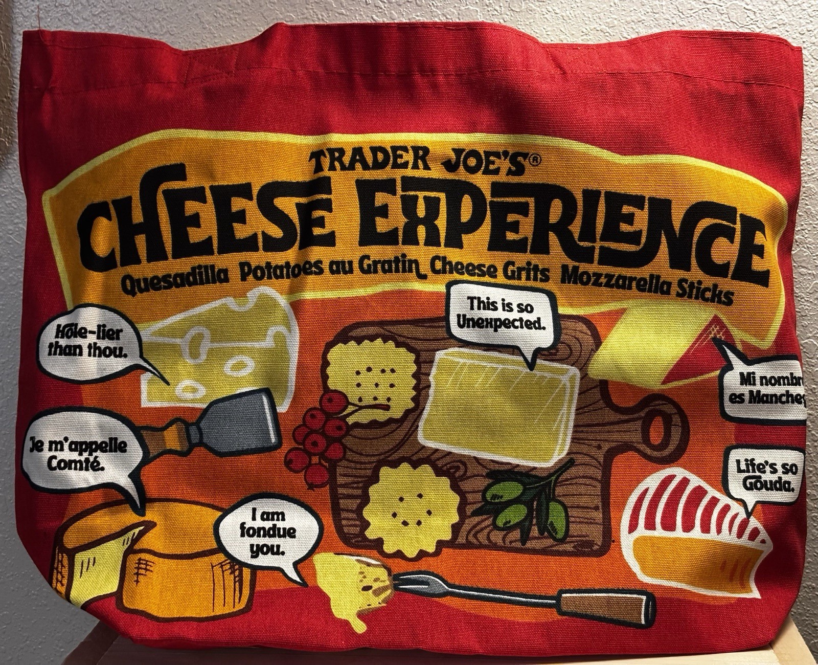 New Trader Joe’s Cheese Experience Large Canvas Tote Reusable Bag With Tags USA