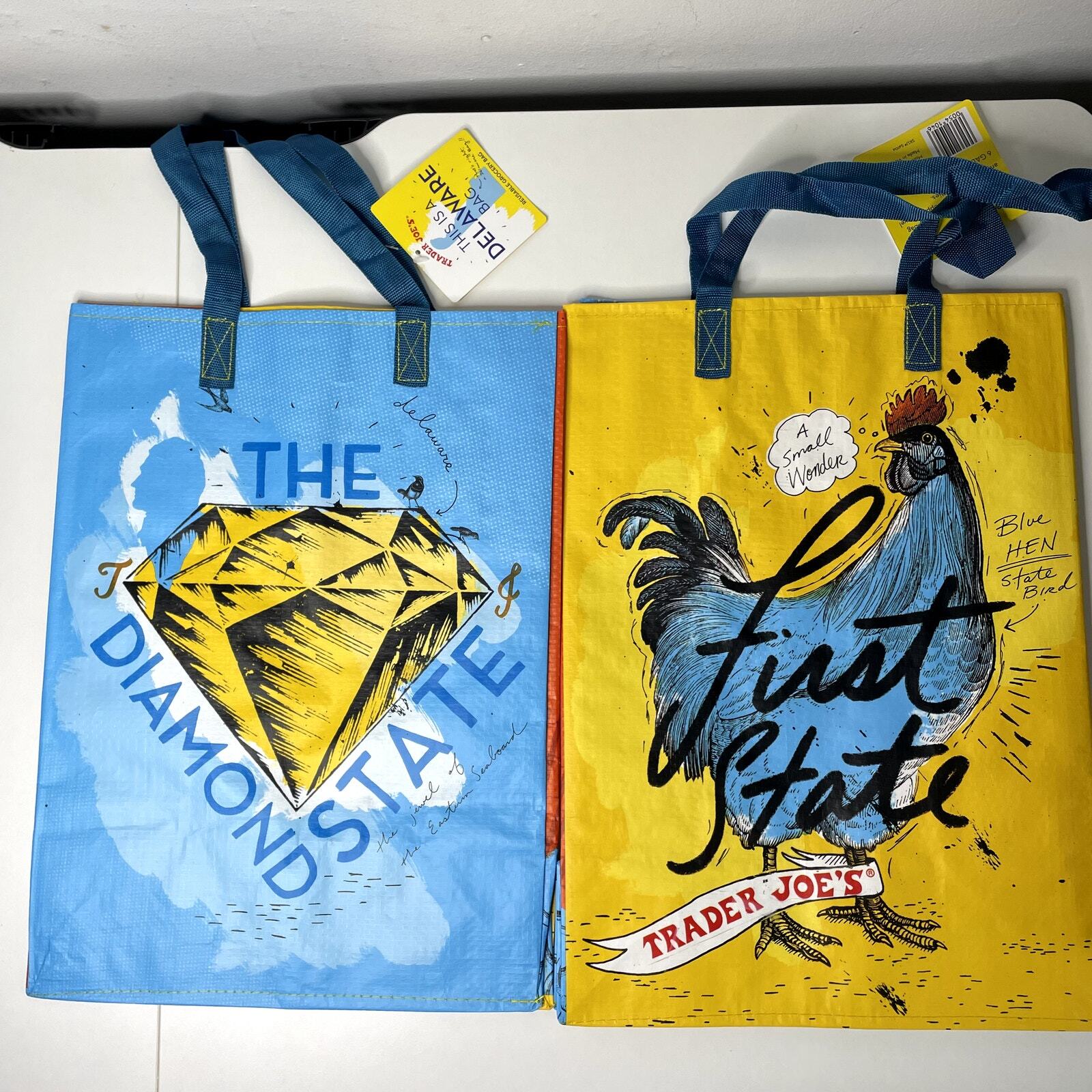 Trader Joe’s Delaware Tote Bag Eco Reusable Shopper First State Chicken Blue Hen