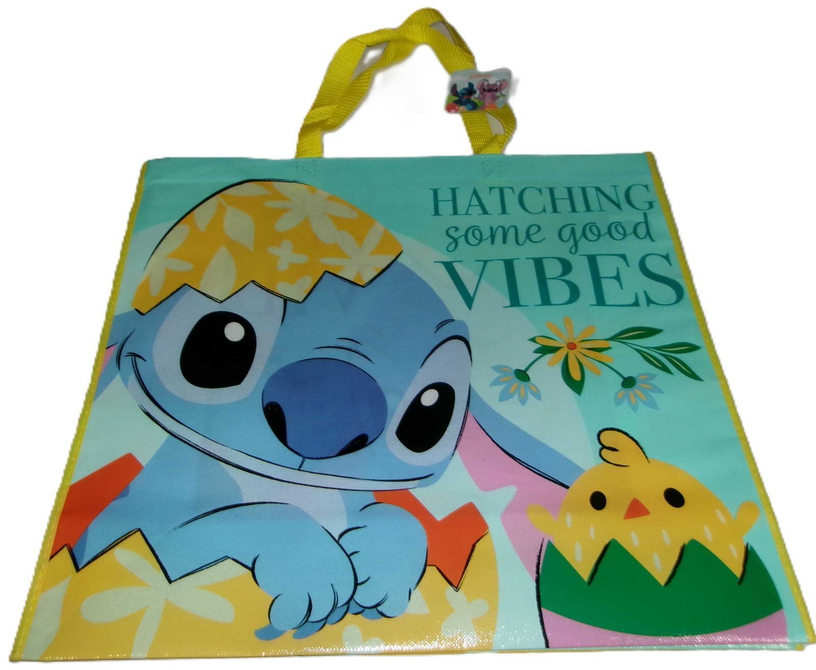 EASTER Reusable Tote Bag~19.5″ x 17.5″ x 7.25″ ~ STITCH/HATCHING SOME GOOD VIBES