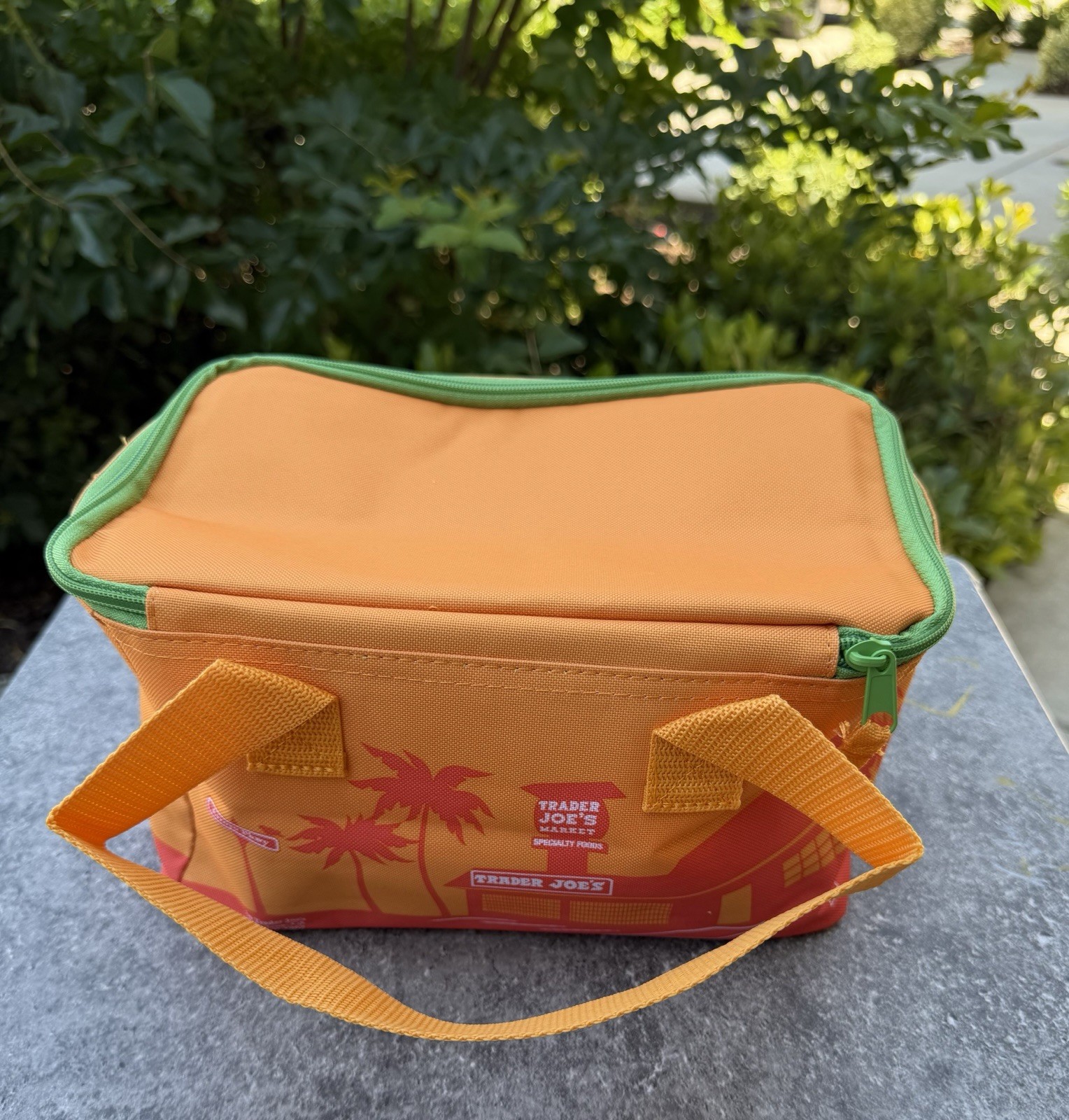 Trader Joe’s Orange and Green Zipper Mini Insulated Summer Tote, 1.5 Gal, NWT