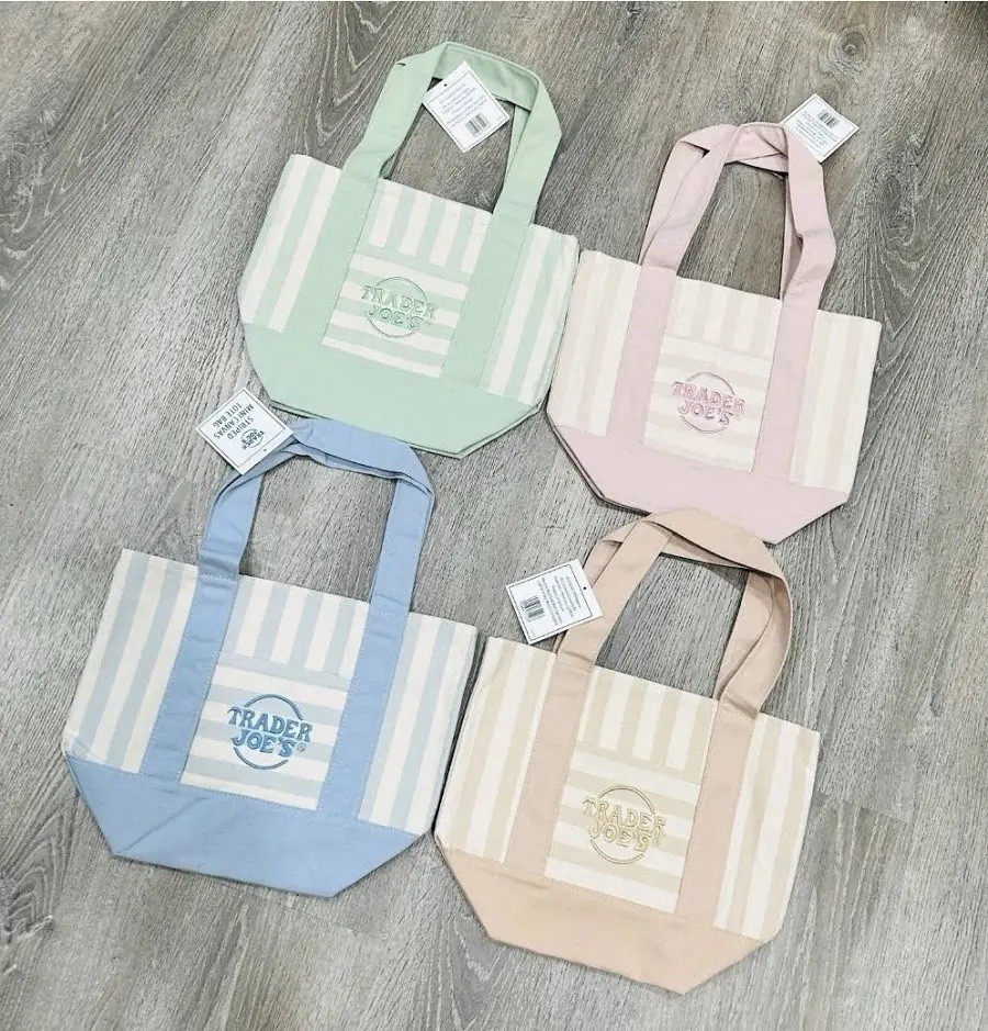 Trader Joe’s Reusable Tote Bags Lot of 4, Striped Multicolor