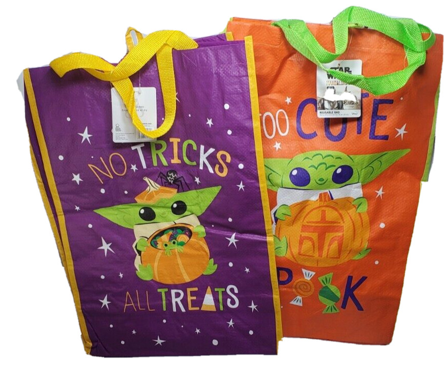2 Star Wars Mandalorian Grogu candy Reusable Tote Gift Bag 13.5x19x8 baby yoda