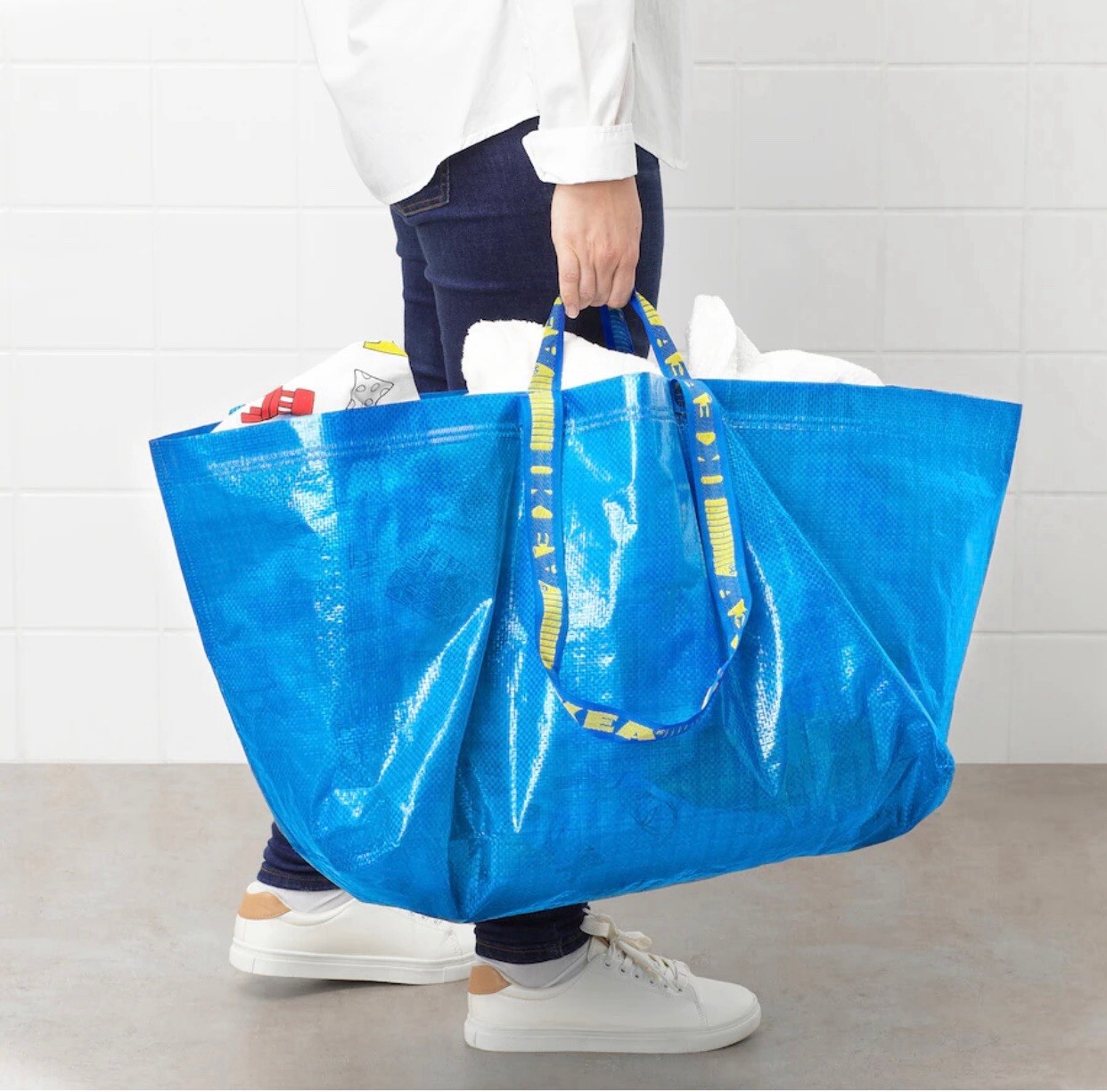 IKEA Blue Reusable 21 3/4×14 1/2×13 3/4 19 Gallon Shopping Tote Carrier Bag