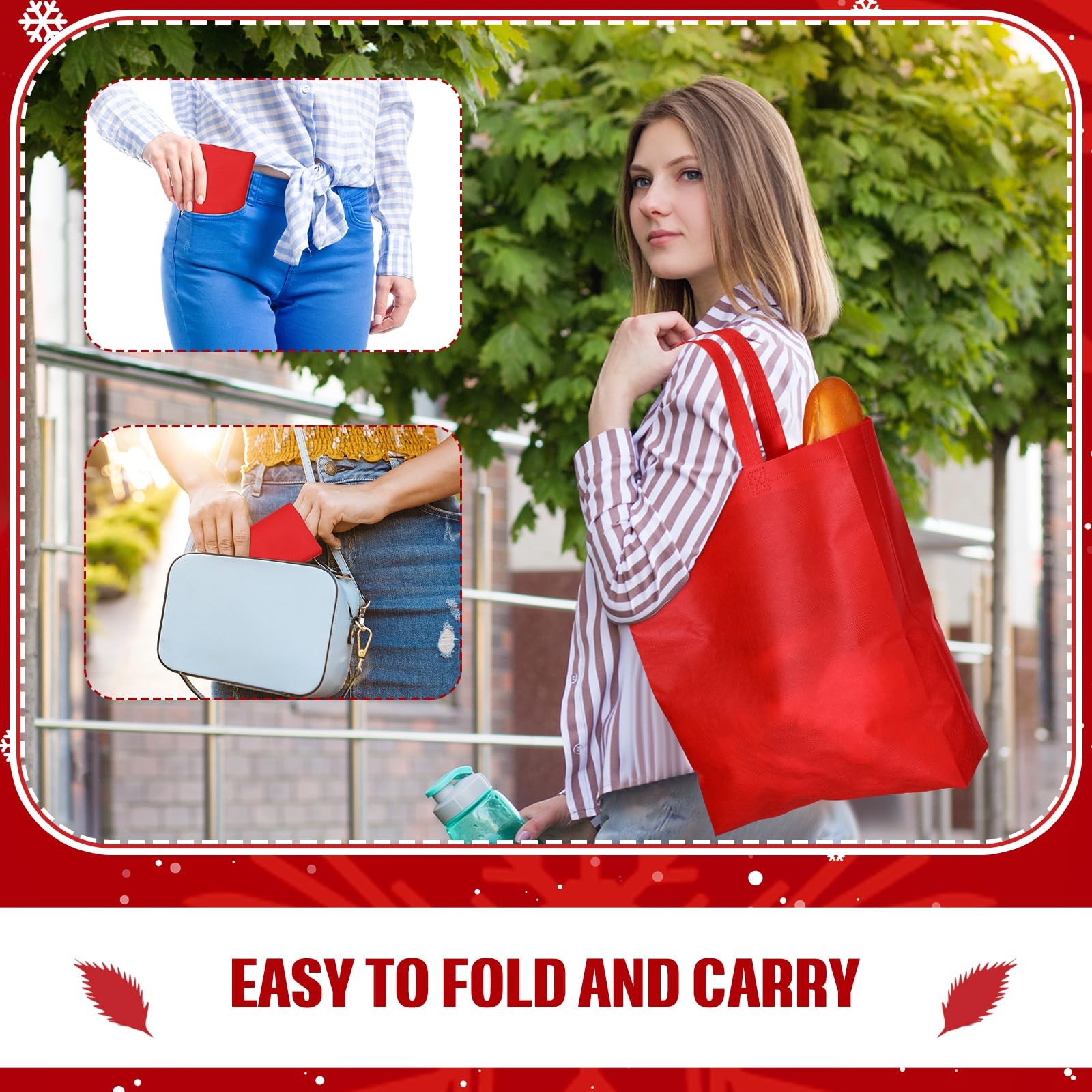 80 Pcs Non Woven Tote Bags Bulk Large Reusable Gift Bag Reusable Grocery Bags…