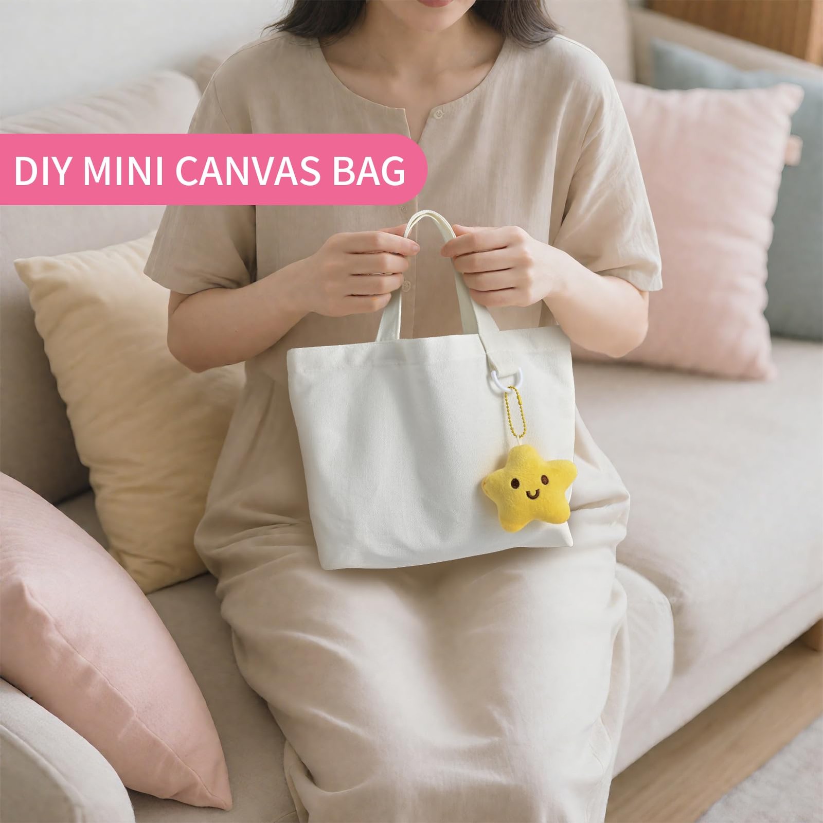 12 Pack Mini Canvas Tote Bags for DIY, Reusable Cute Totes with Handles