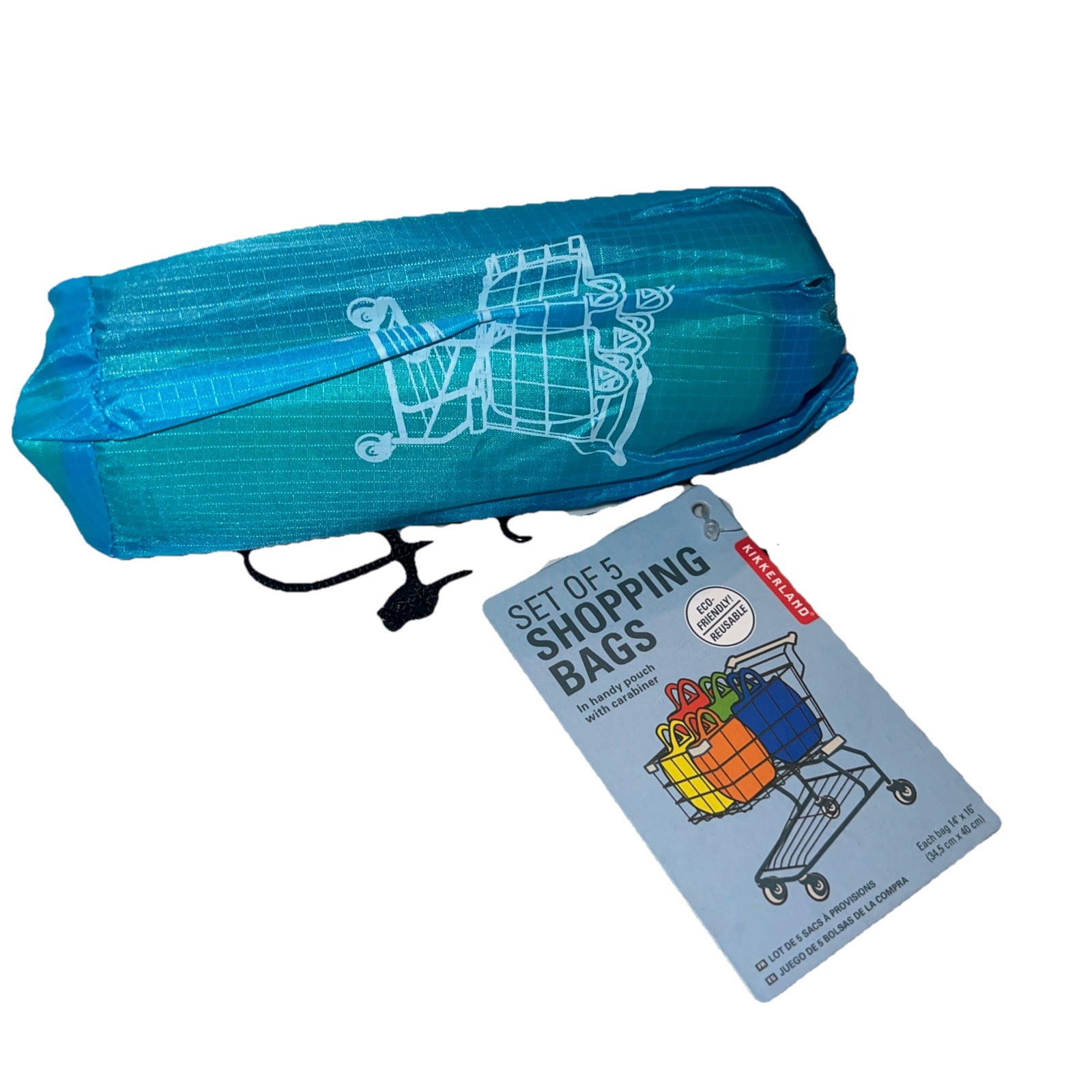 Kikkerland Shopping Bags, Set of 5, each bag 14”x16” NWT