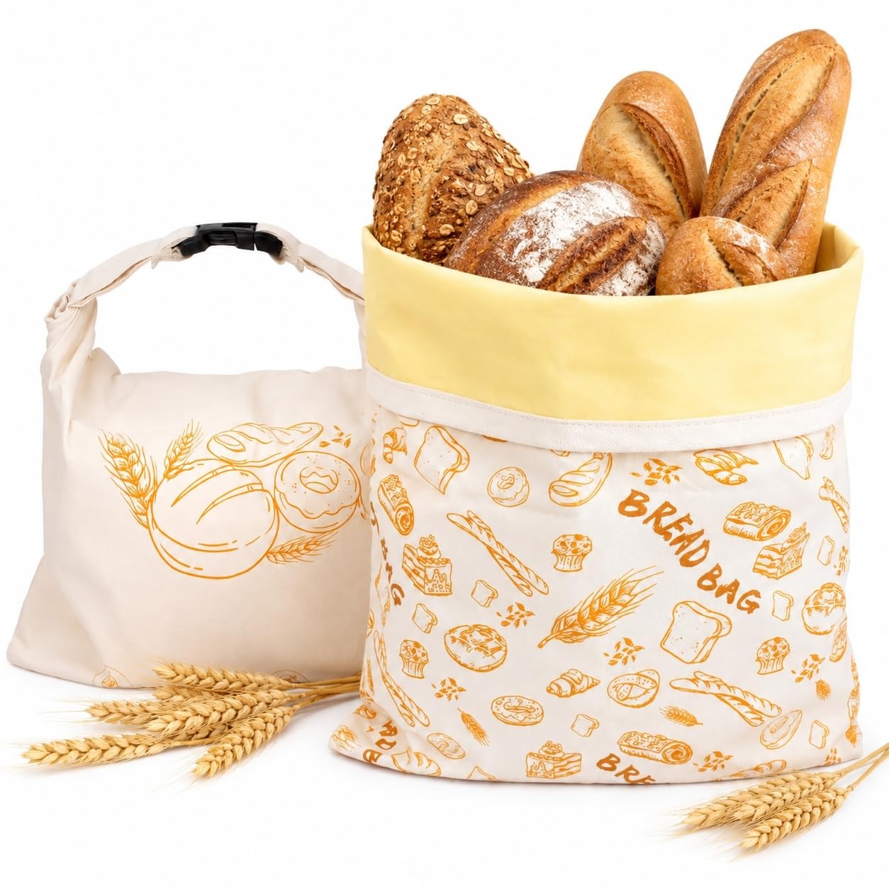 Beeswax Bread Bags for Sourdough, 2 Pack 17 x 13 Inch Reusable One Size, B