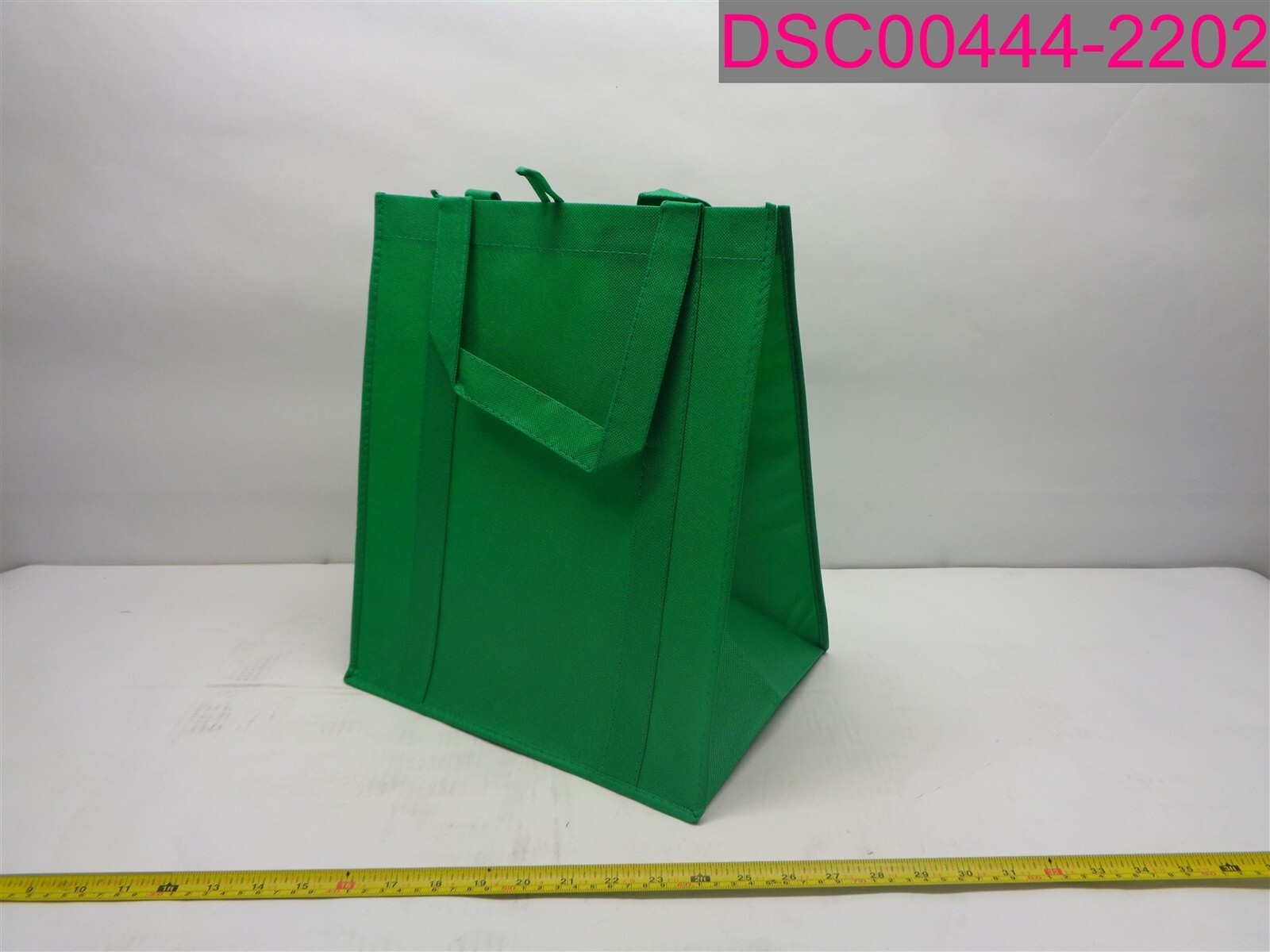 QTY=10; Reusable Grocery Shopping Tote Bags w/ Handles Green 15″x12.5″x9.5″
