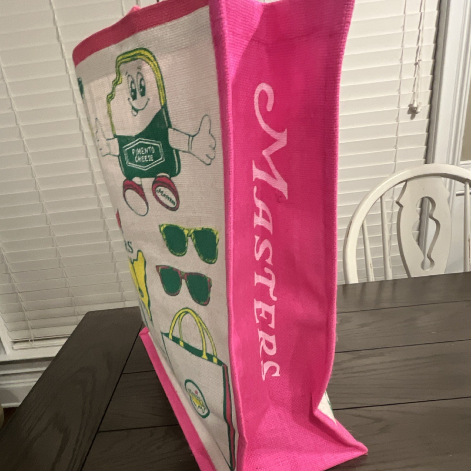 2026 Masters Jute Bag – Foldable Reusable Shopping Bag Canvas Pink Pattern