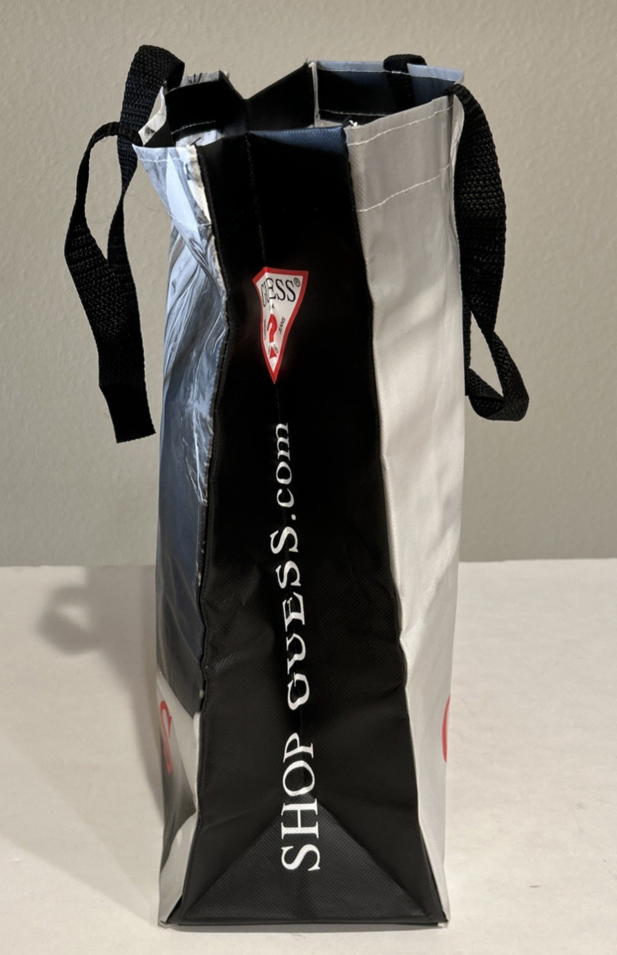 GUESS Reusable Tote Shopping Gift Bag 15” X 14” X 5” DOUBLE SIDED MODEL PHOTOS
