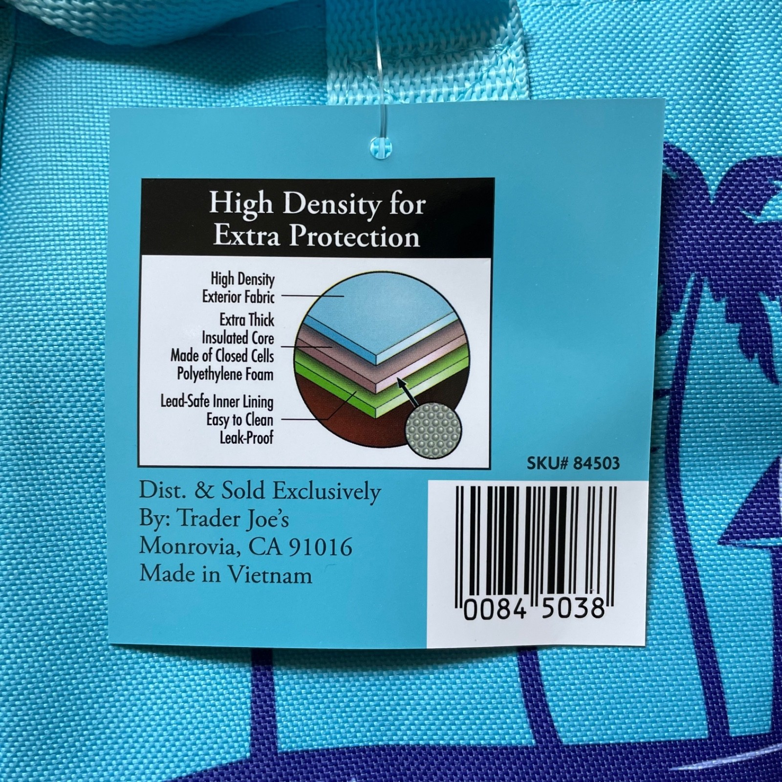 Trader Joe’s Insulated Mini Tote Bag Blue Purple Lunch Cooler Foldable NWT