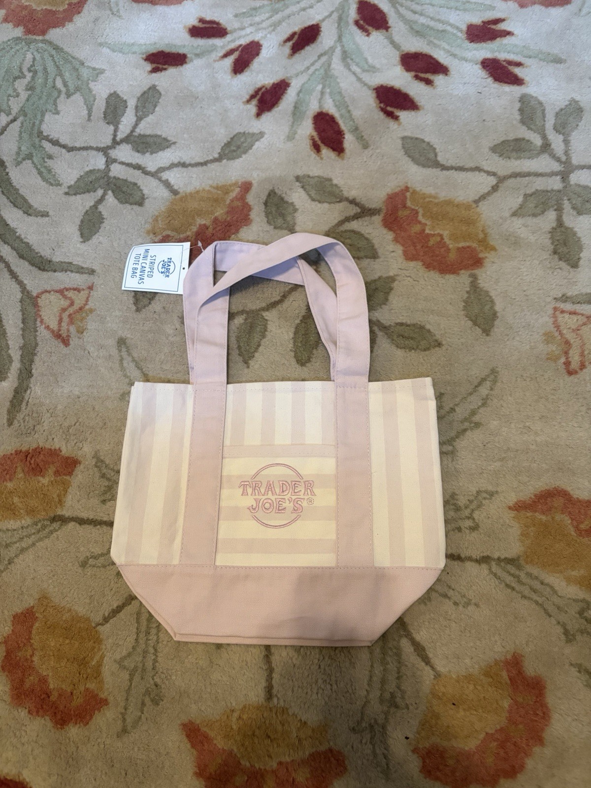 Trader Joe’s Striped Mini Canvas Tote Bag, Reusable Multicolor Shopping Bag