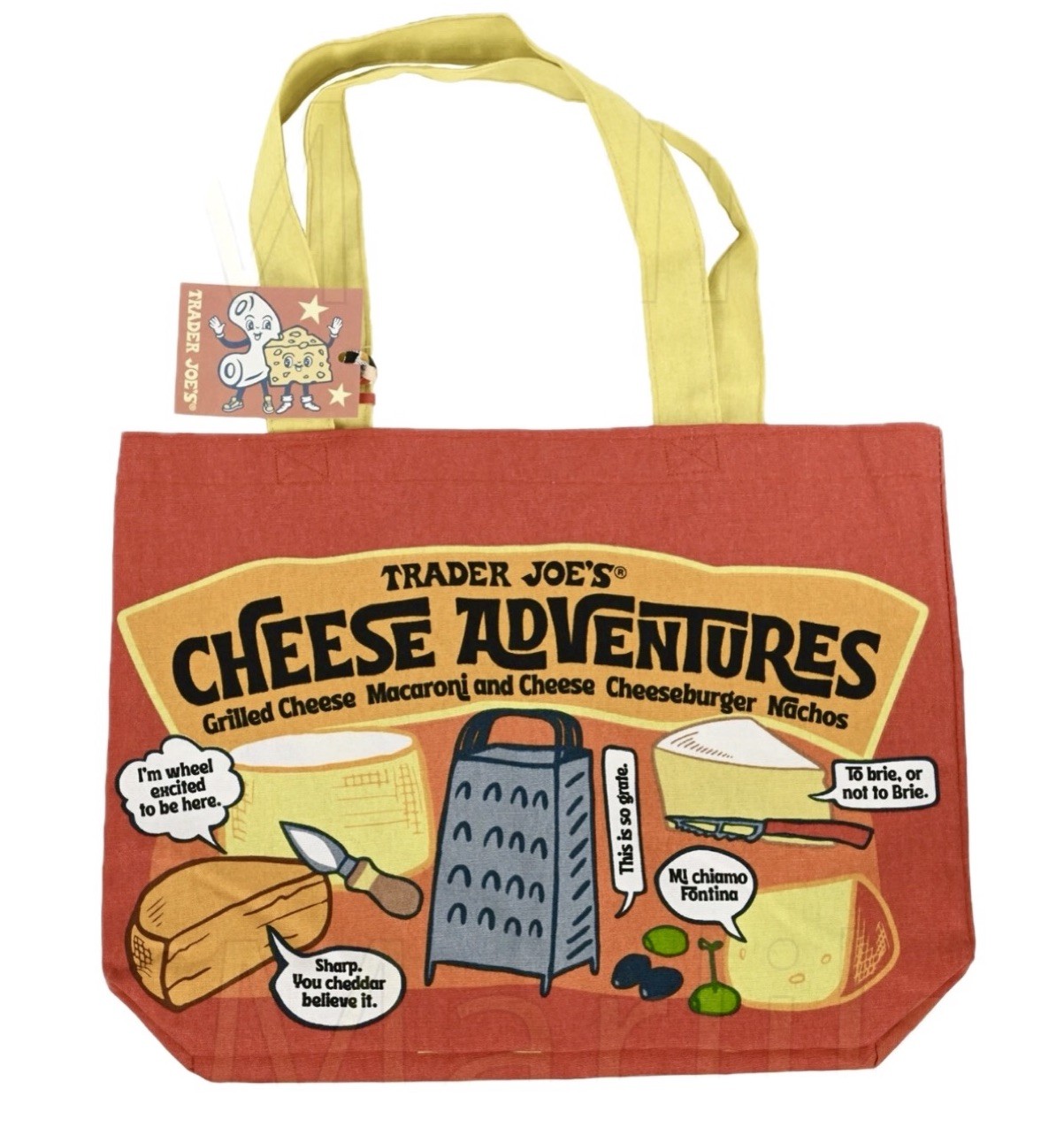 🧀 TRADER JOE’S *NWT* Cheese Adventures Canvas Cotton Reusable Tote Bag Pop Art