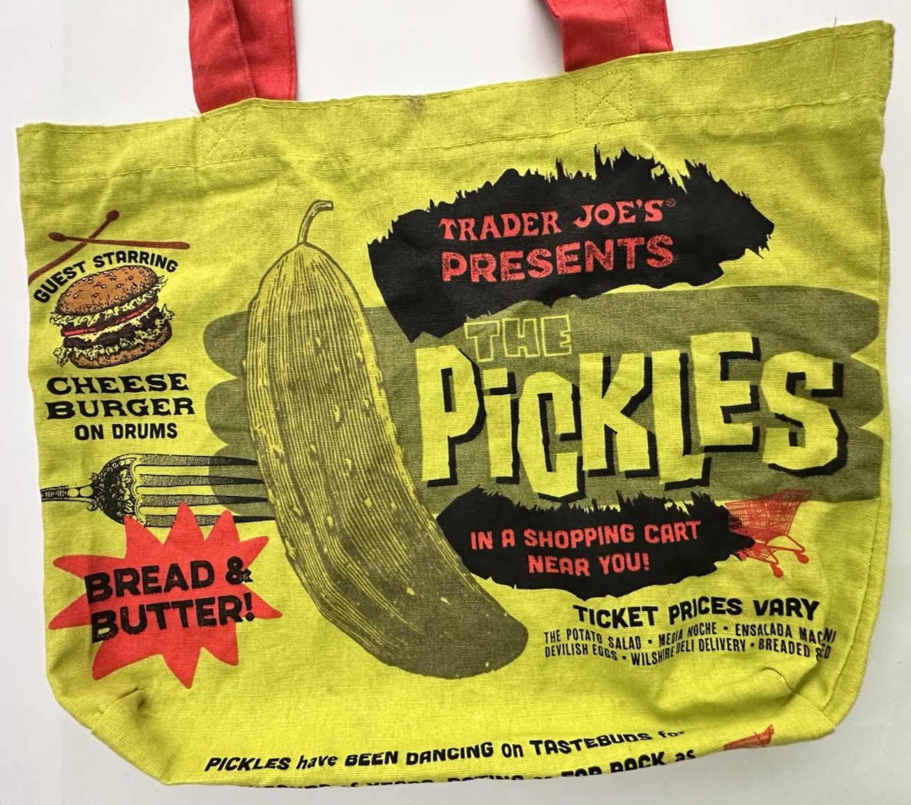 Trader Joe’s The Pickles Reusable Grocery Tote Bag Pickle Concert Design Viral