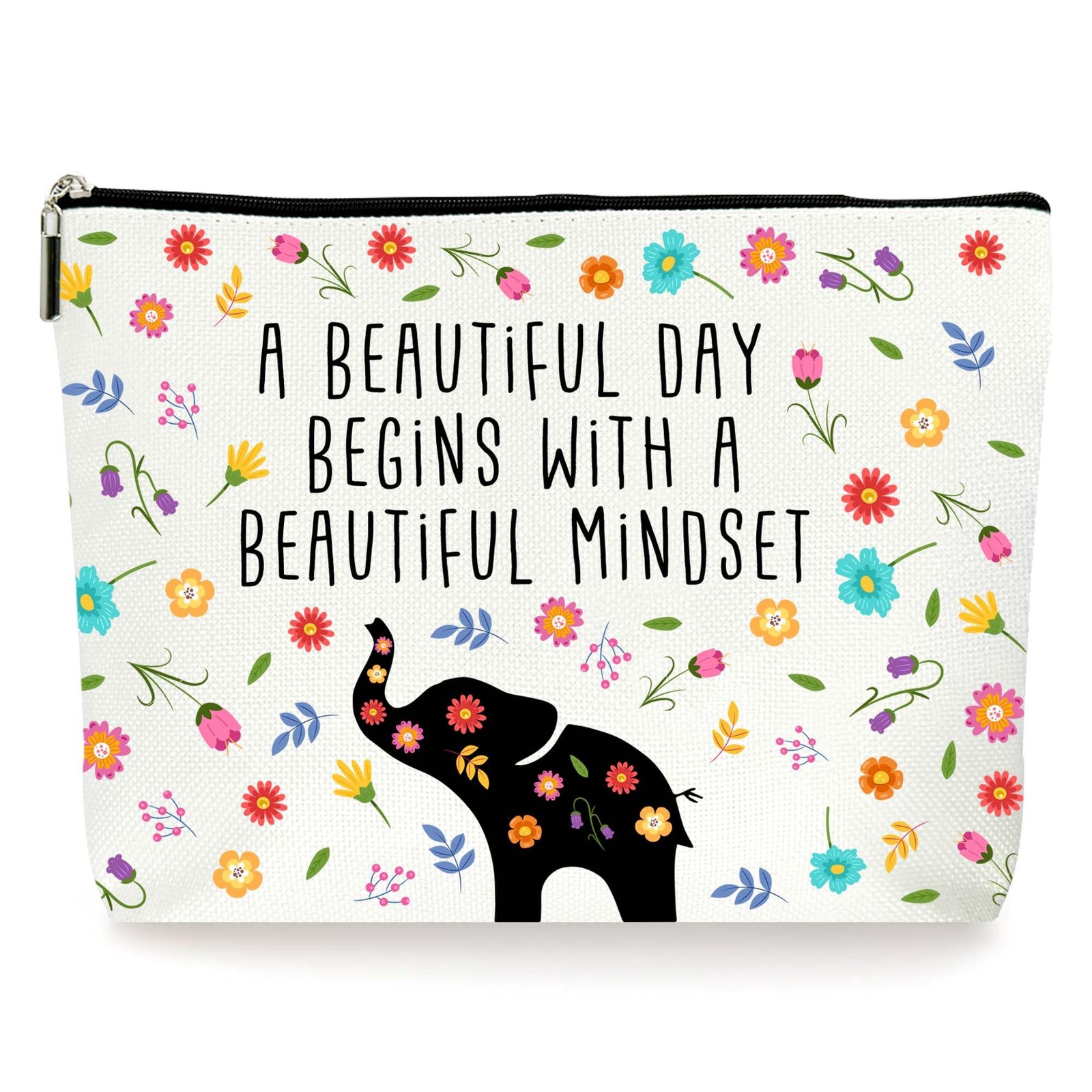 ZYQFN Elephant Cosmetic Makeup Bags, Daily Positive Affirmations for White