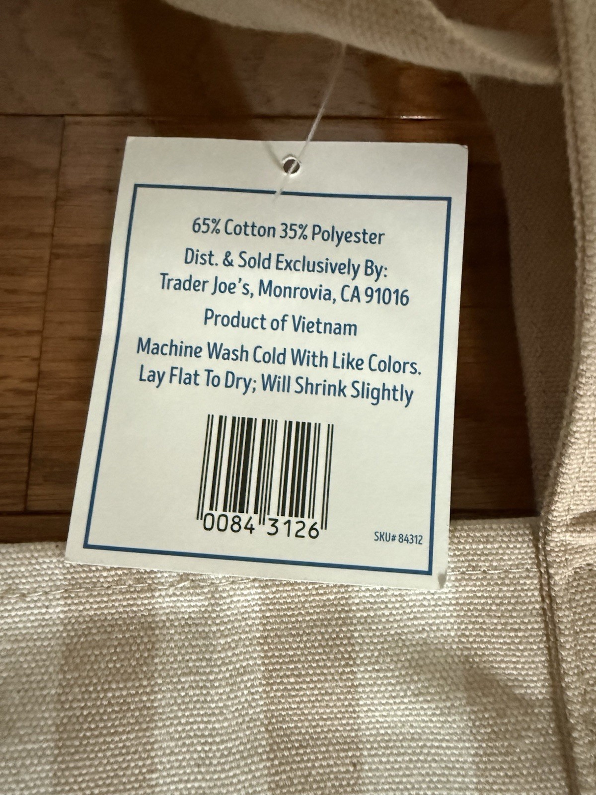 Trader Joe’s Striped Mini Canvas Tote Bag Beige/White Reusable 13x8x10 in