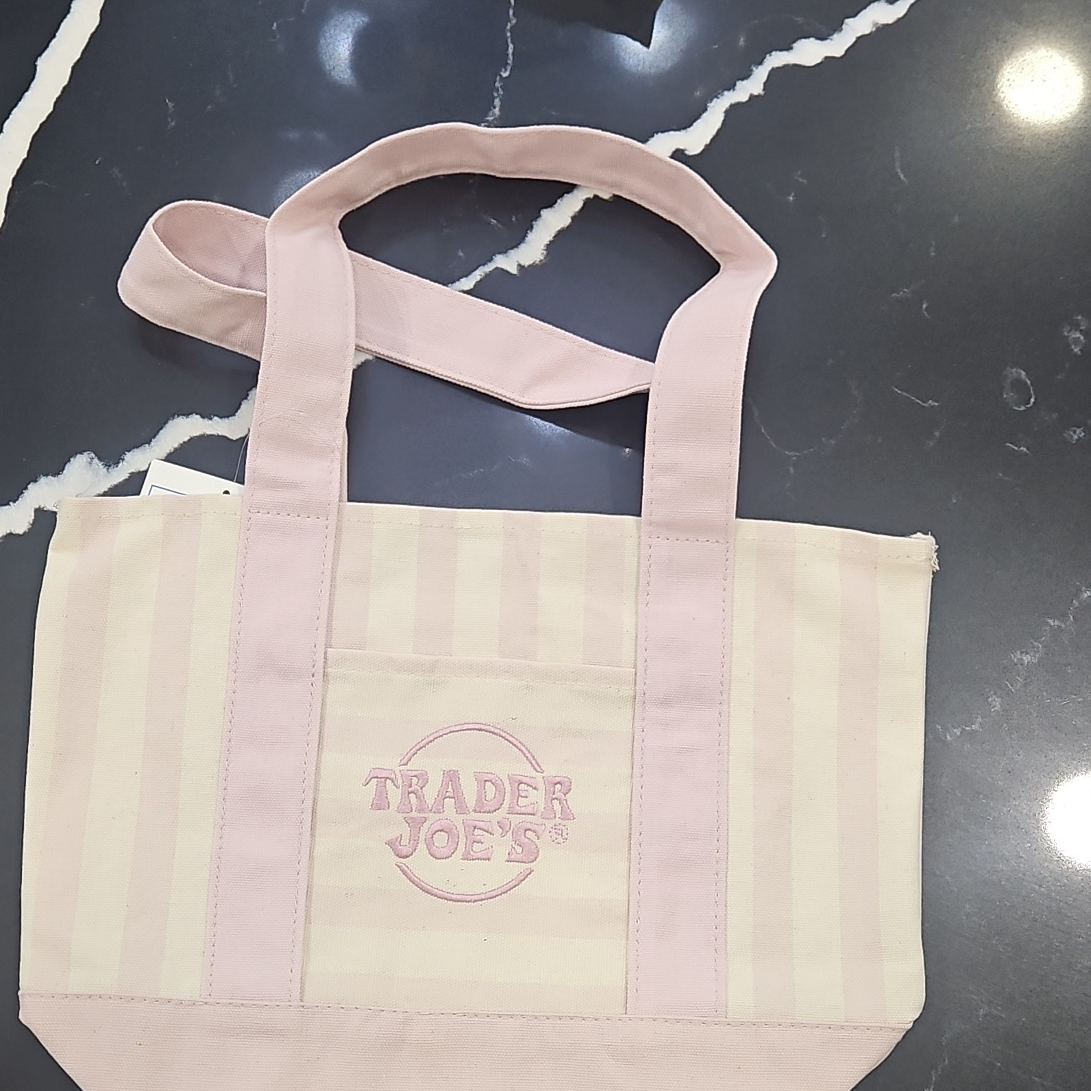 Trader, joe’s limited edition mini pastel striped canvas tote bag 2026 lot of 4