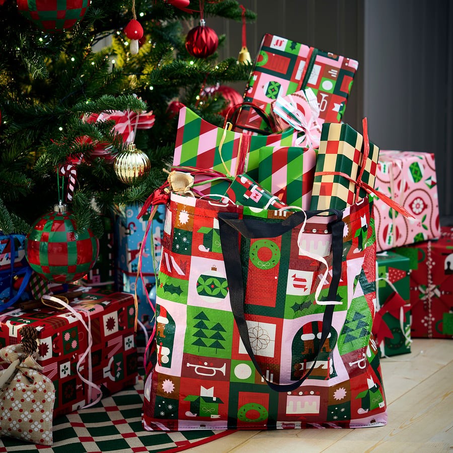 IKEA Bag Reusable Shopping Vinterfint Xmas NEW 17 ¾x17 ¾” 10 gal 906.056.65