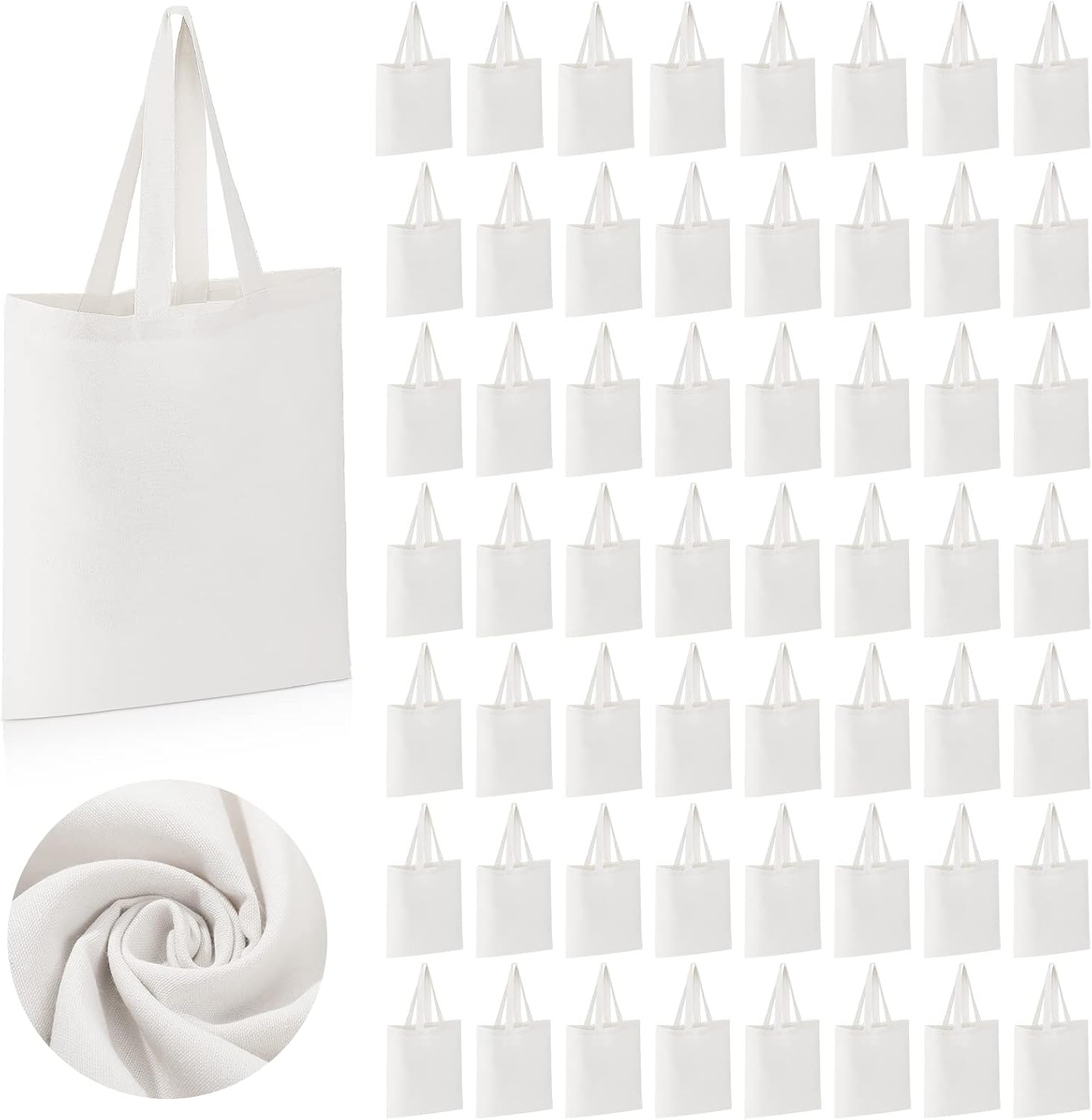 60 Pack Canvas Tote Bags Bulk 16″ X 15″ Lightweight Medium Reusable Grocery Shop