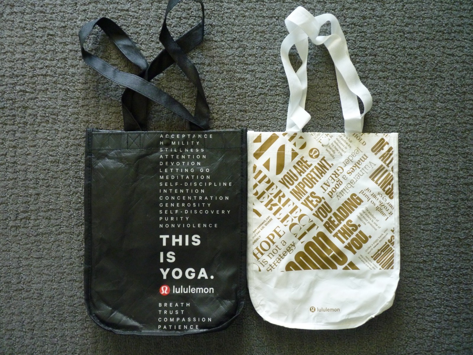 Lululemon Reusable Shopping Tote Bags (4) Small Totes Different Designs #4