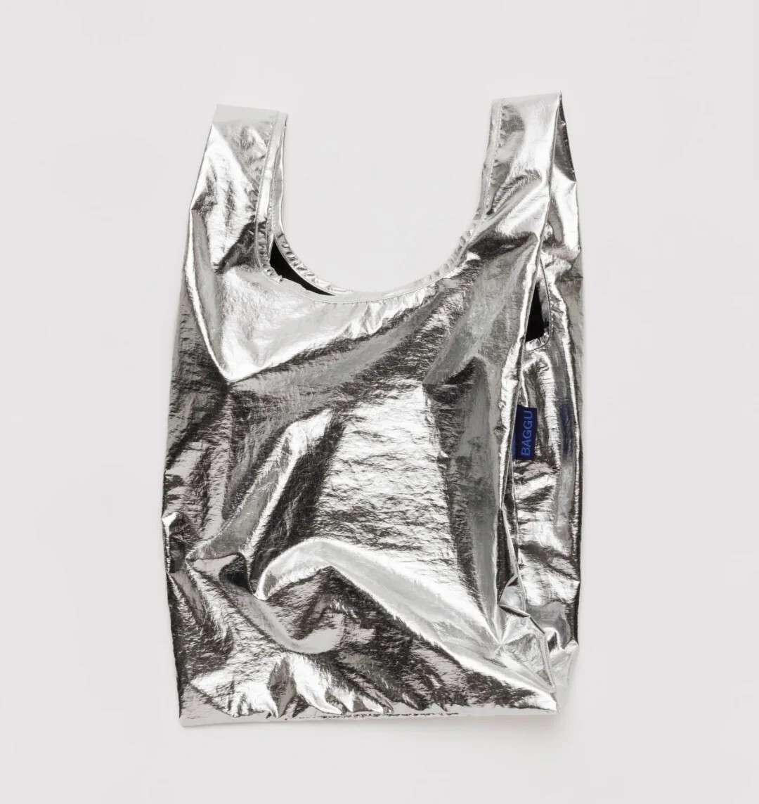 NWT Baggu Baby Reusable Bag Silver Metallic US seller Sold Out Rare H2F
