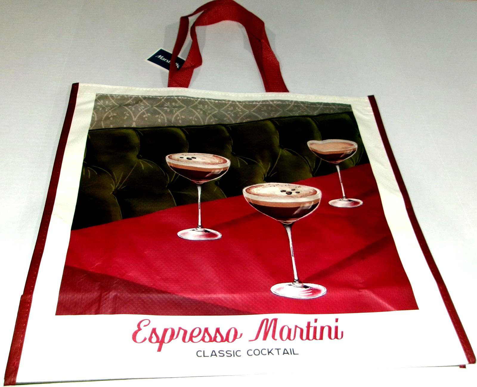 Reusable Tote Bag ~ 20″ X 18″ X 8″ ~ ESPRESSO MATTINI/Classic Cocktail