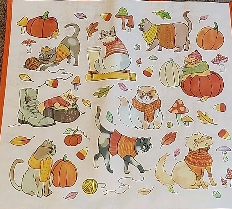 Marshalls Cute Fancy Fall Cats In Sweaters -Large Reusable Shopping Tote Eco Bag