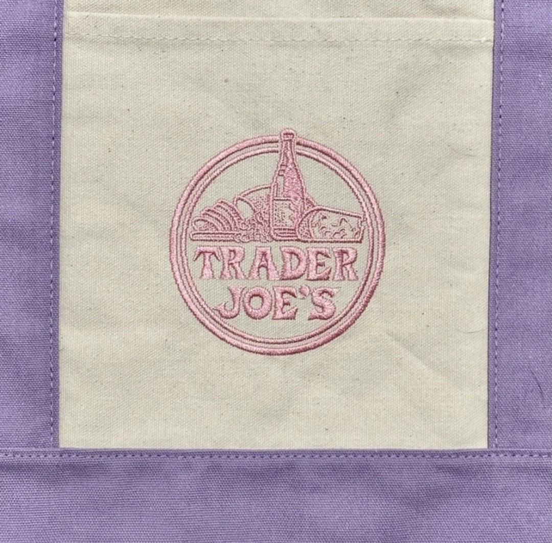 2x Trader Joe’s NEW 💜 Lavender AUTHENTIC LARGE & MINI CANVAS REUSABLE TOTE BAGS