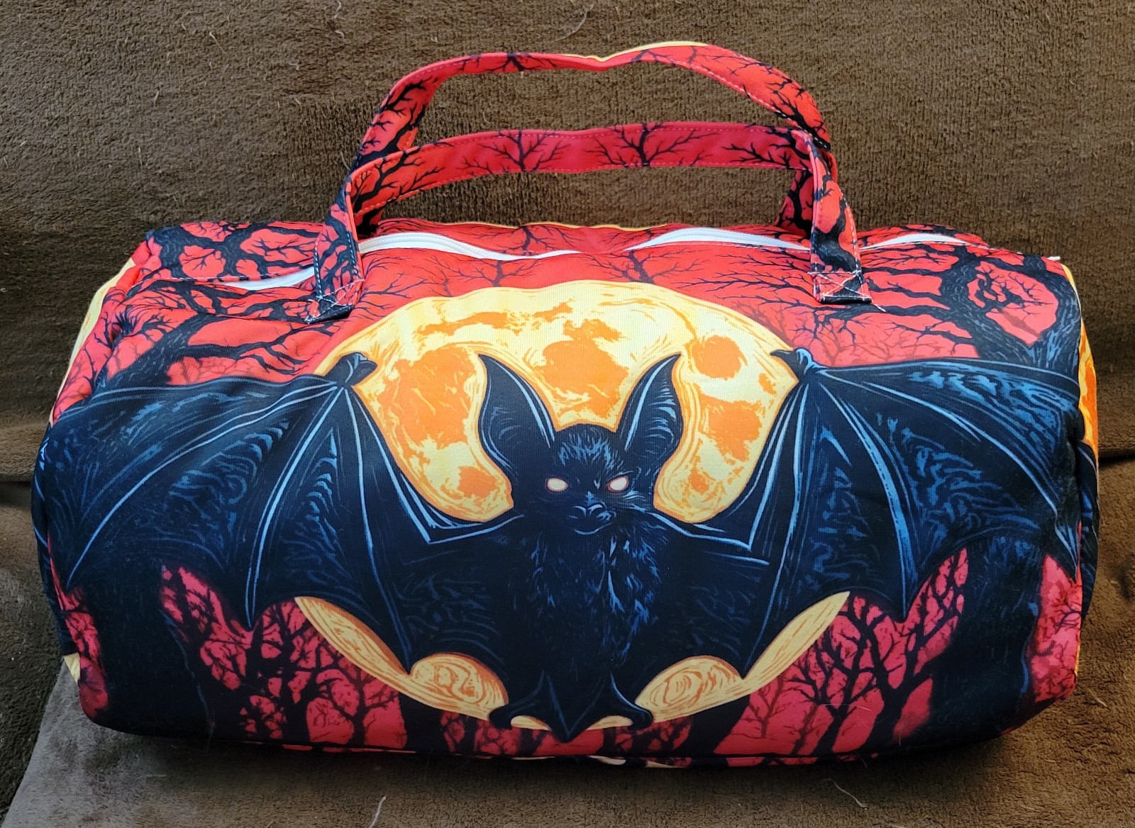 Large 16x8x8 inch Goth Halloween Bat Gym, Laundry, Travel, Tote, Duffle Bag