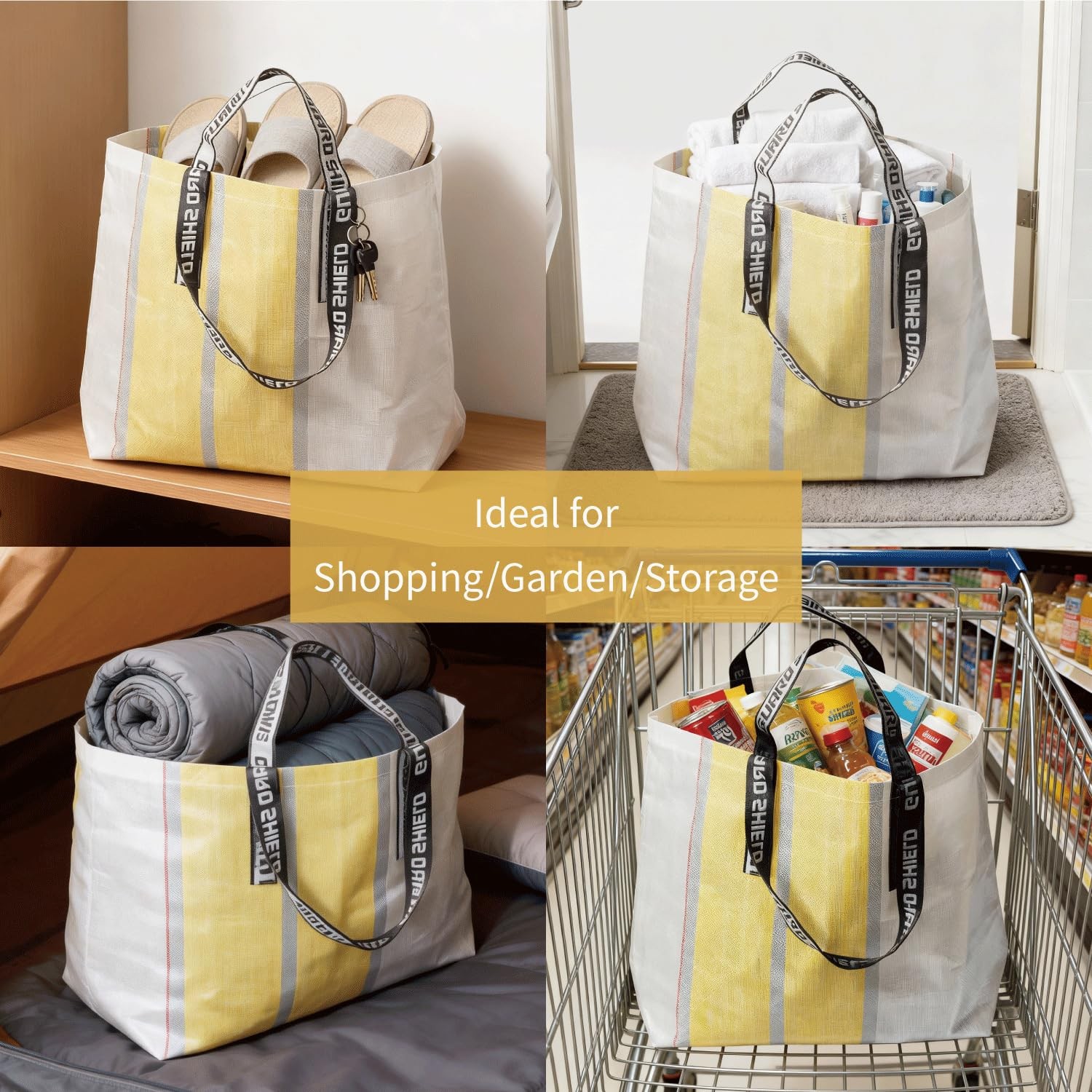 Reusable Grocery Bags, Extra Large Shopping Tote with Handles, 14-Gallon Heav…