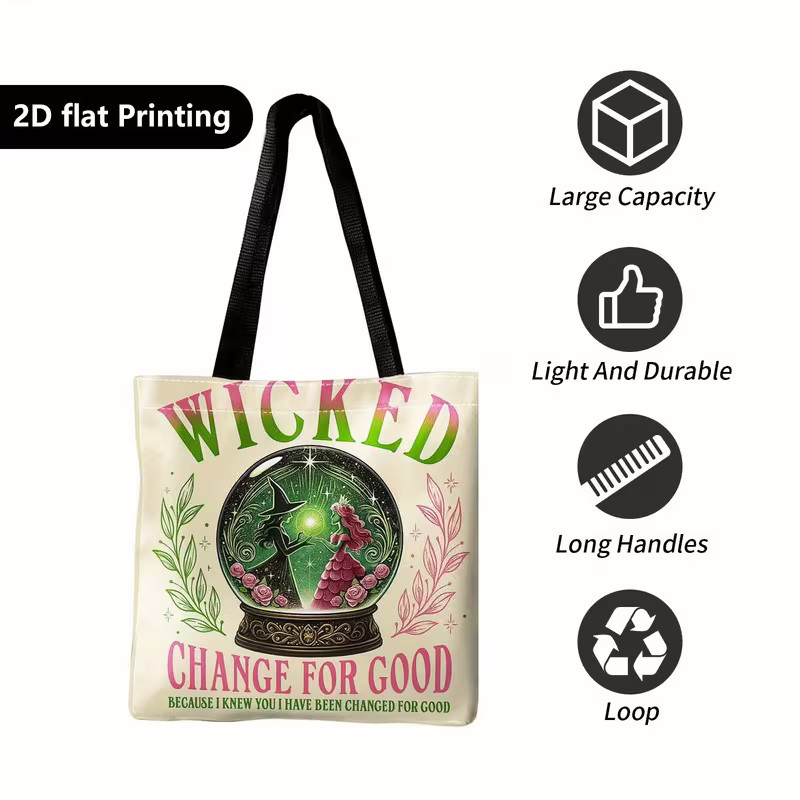Wicked The Movie/Musical Reusable Tote Shopping Bag Double Handles Free Post