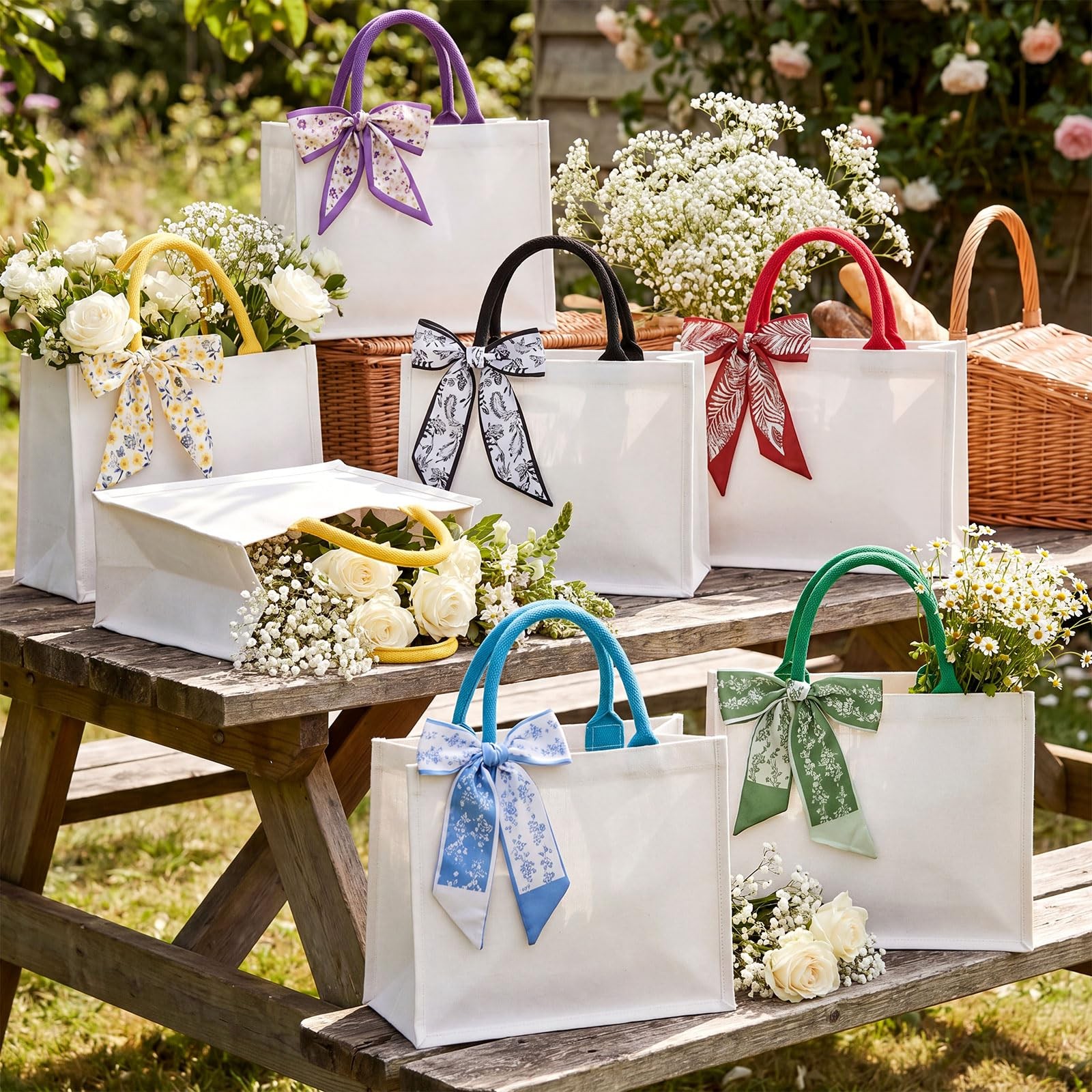 Bridesmaid Tote Bags Set of 6 Blank Bachelorette Party Favors 14 x 10 x 5.5 I…