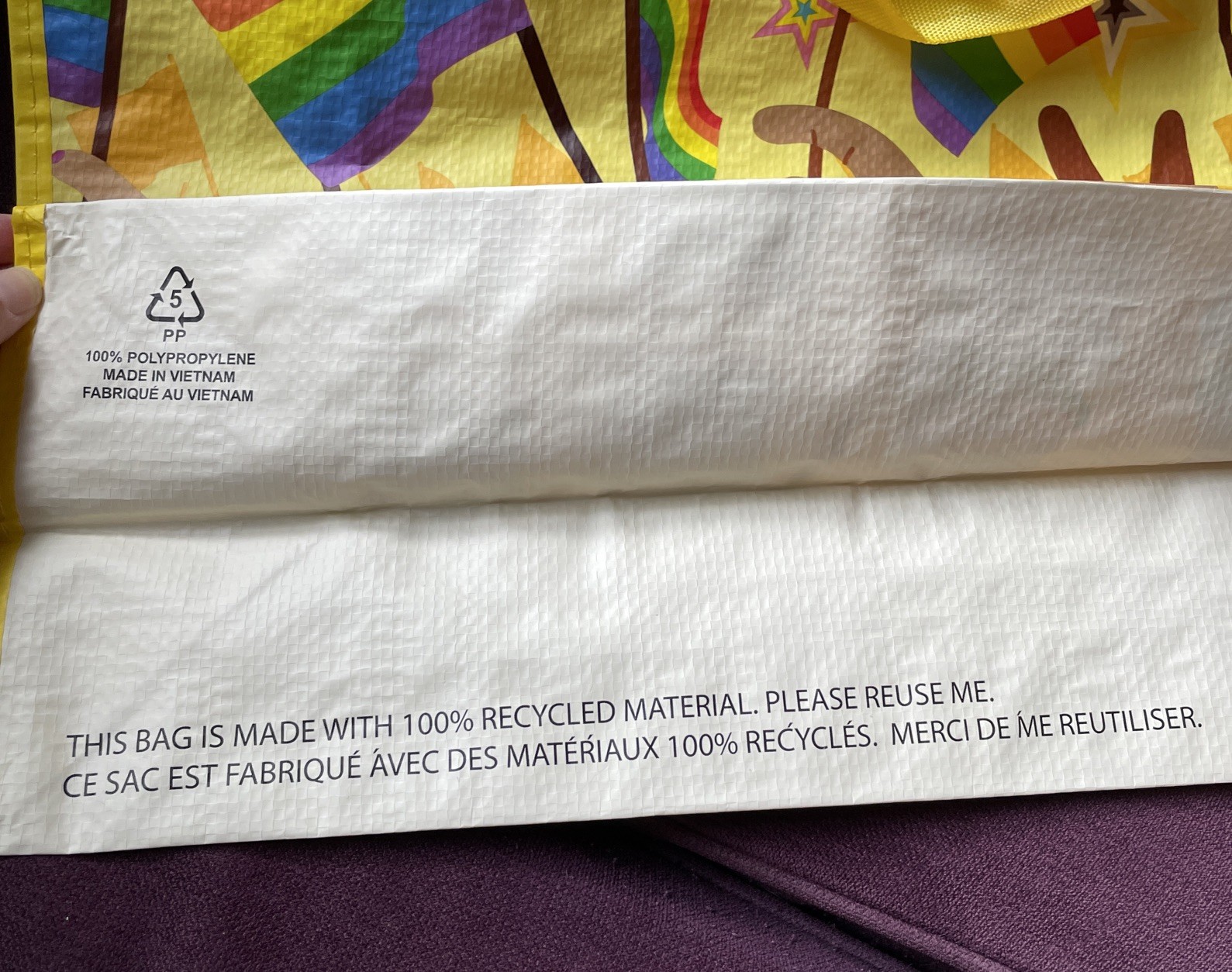 Love Wins – New HomeGoods Large Reusable Shopping Tote Eco Bag Yellow Pride