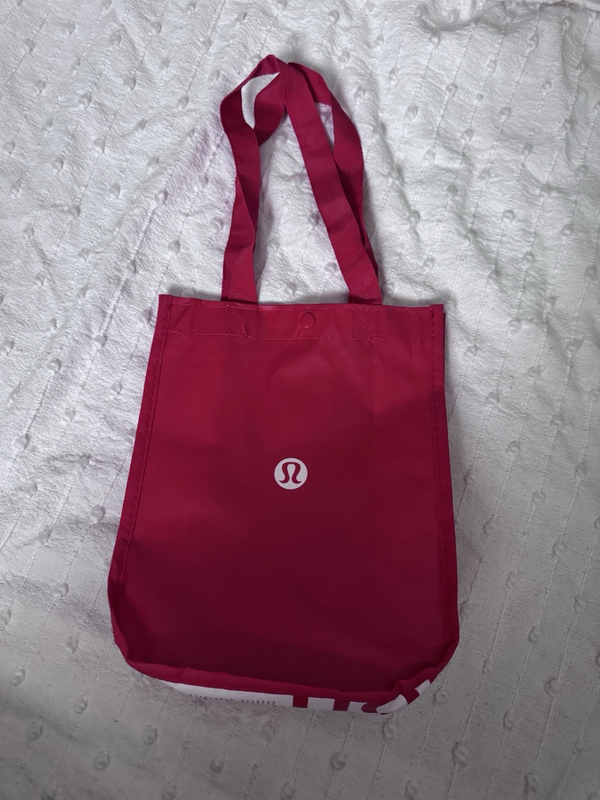 Lululemon Small Red And White Logo Reusable Shopping Gift Bag Tote 12” x9”x4”