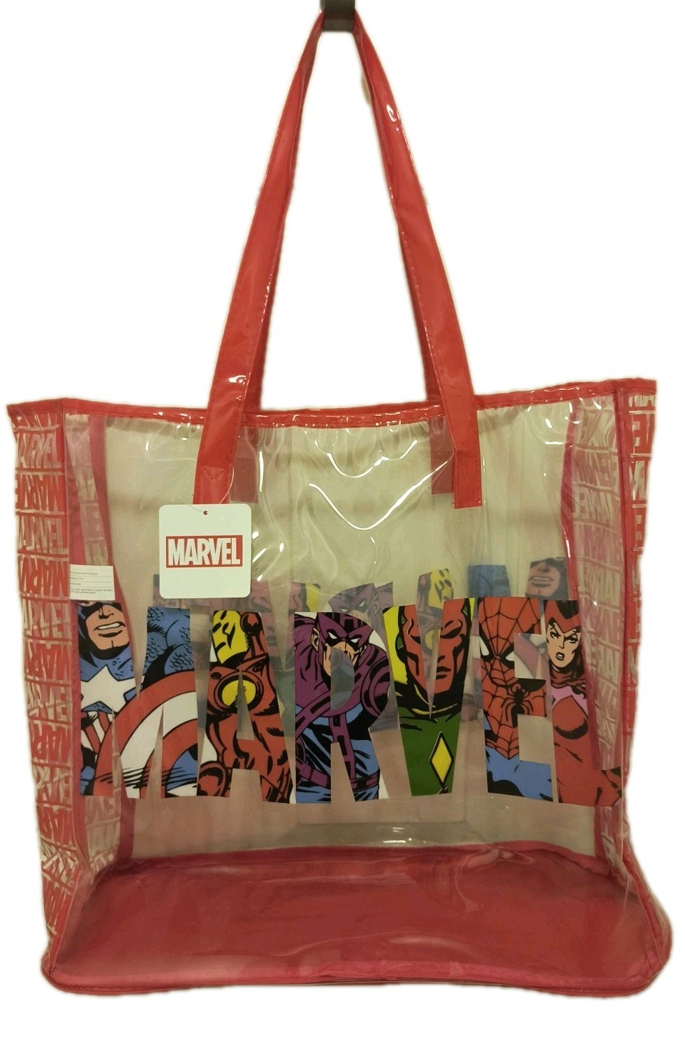 Marvel Superhero’s XL TRANSPARENT Red Reusable Tote/Shopping/Gift Bag🆓Shipping!