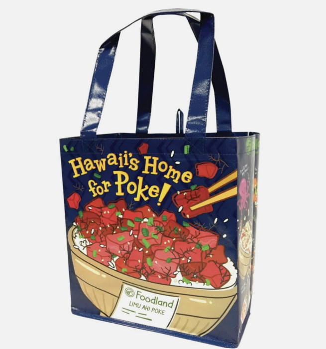 HAWAIIAN FOODLAND POKE REUSABLE SHOPPING BAG / BEACH BAG