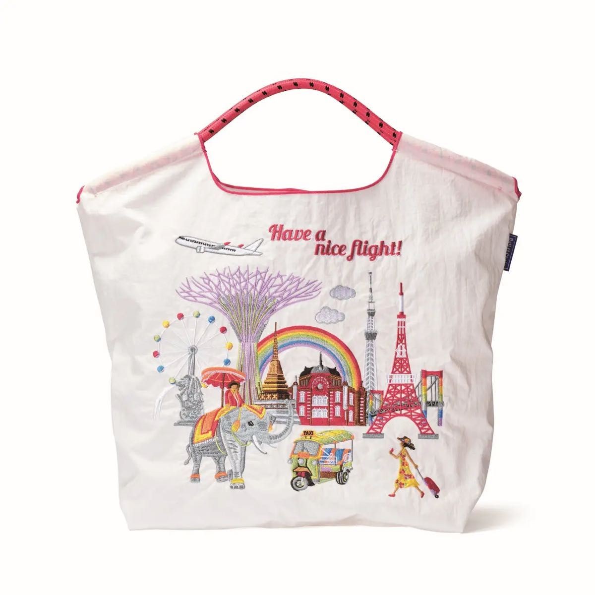 [US Tax Paid] Ball&Chain JAL Embroidered Reusable Shopping Bag White NEW