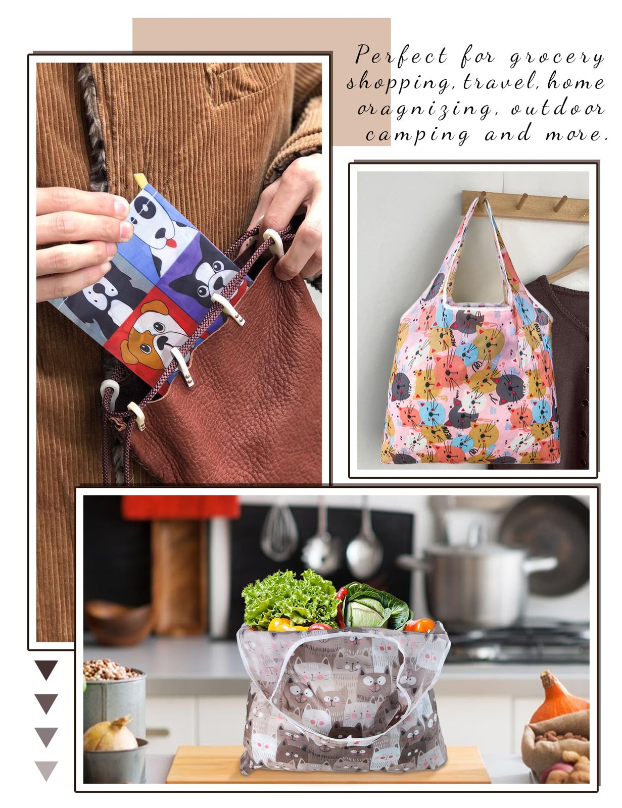 Reusable Grocery Bags, Washable Shopping Tote Bag Personalized Gifts For Women