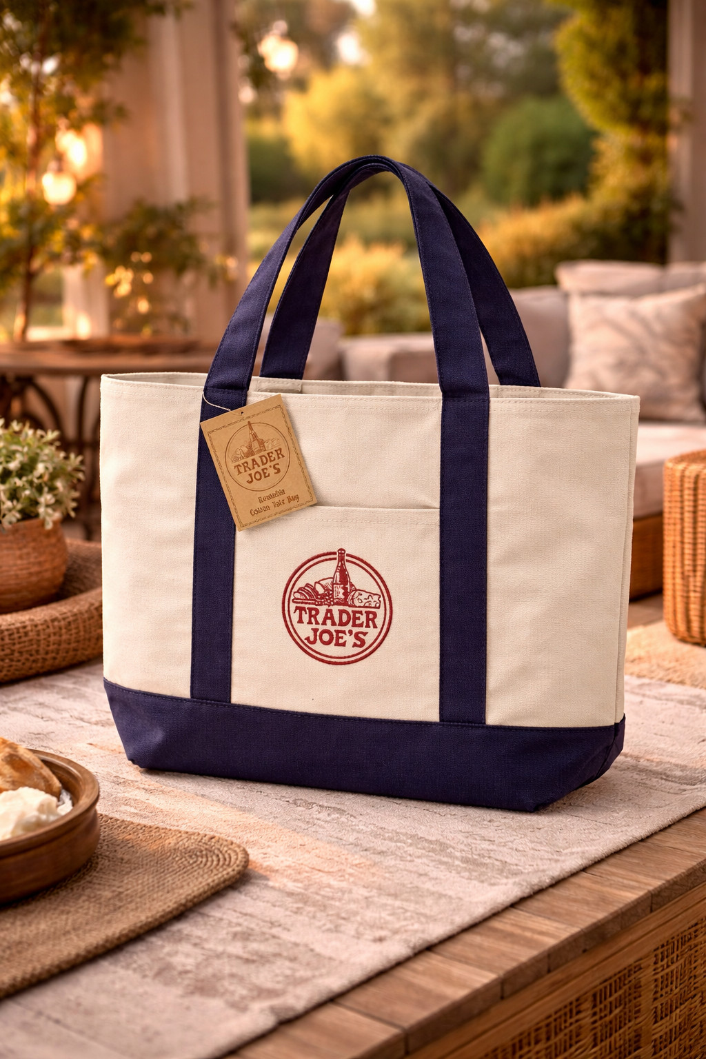 Luxury Classic Navy Trader Joe’s Canvas Tote Bag | Large Reusable Everyday Carry