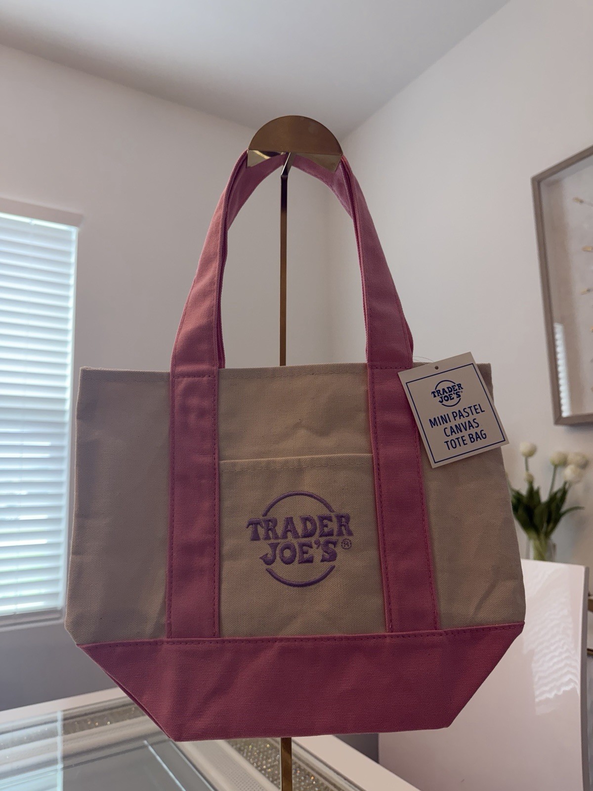 Spring 2026 Trader Joe’s Mini Pastel Canvas Tote Bag Set Of 4 NWT IN HAND