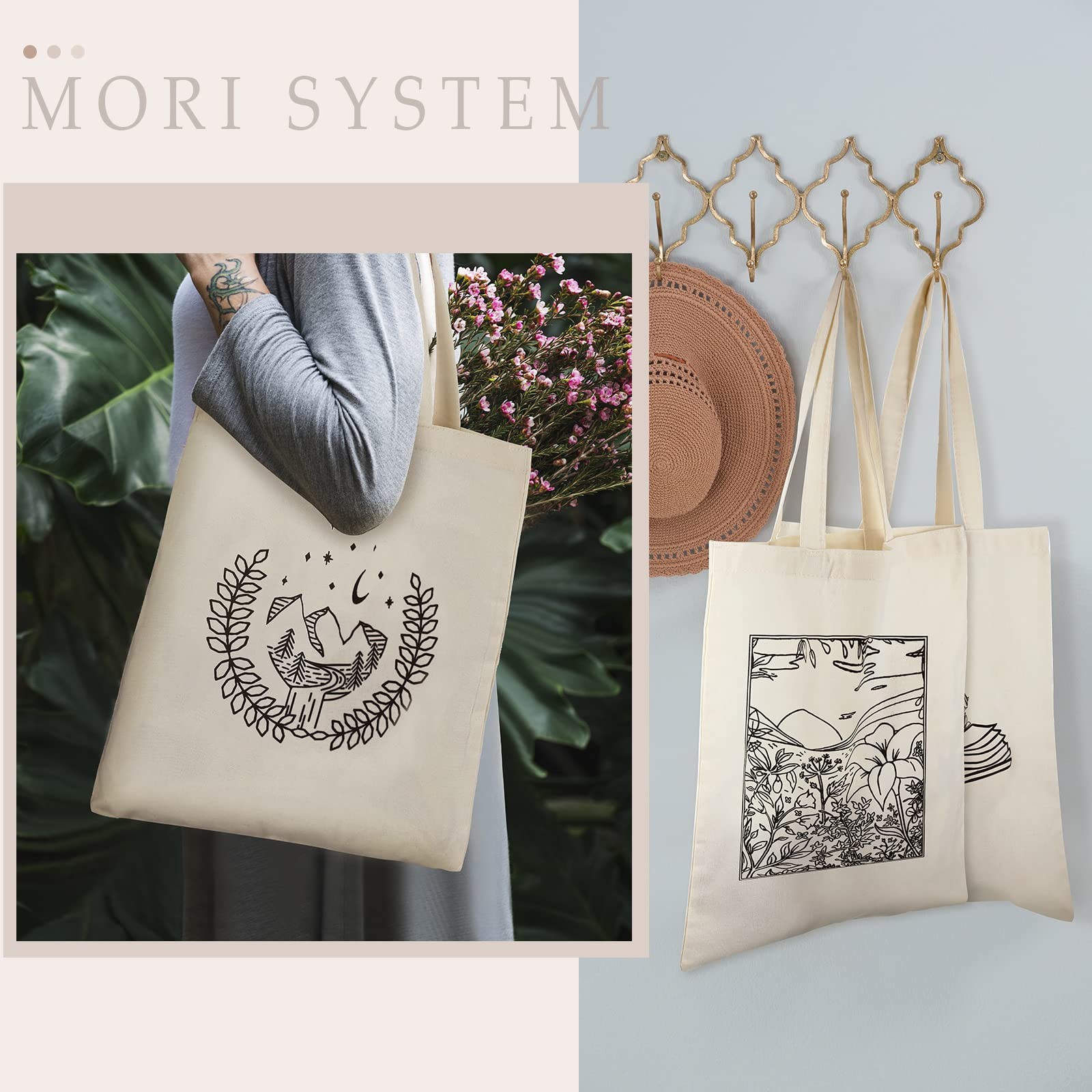 4 Pcs Canvas Tote Bag for Canvas Shopping Totes Aesthetic Reusable Grocery Ba…
