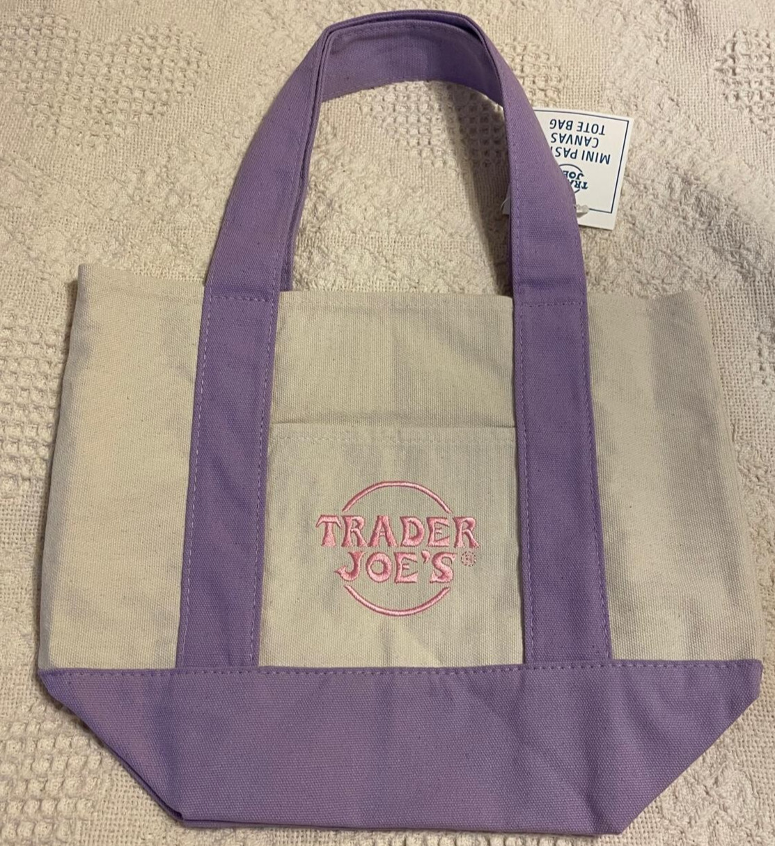 NEW!! Lavender Pastel Trader Joe’s Mini Canvas Tote Bag