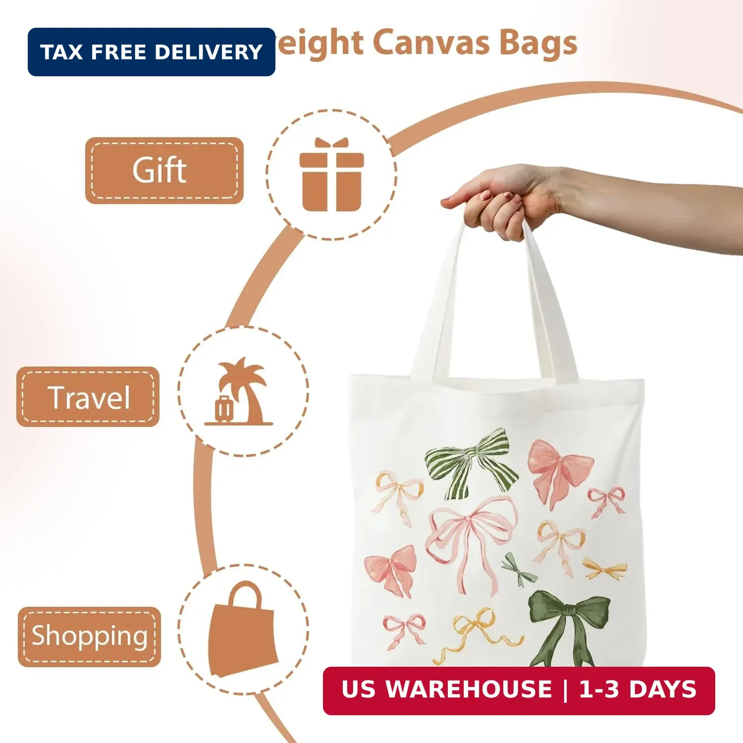 Regular Canvas Bag, Summer Beach Tote Bag for women,Reusable Grocery Shopping Ba