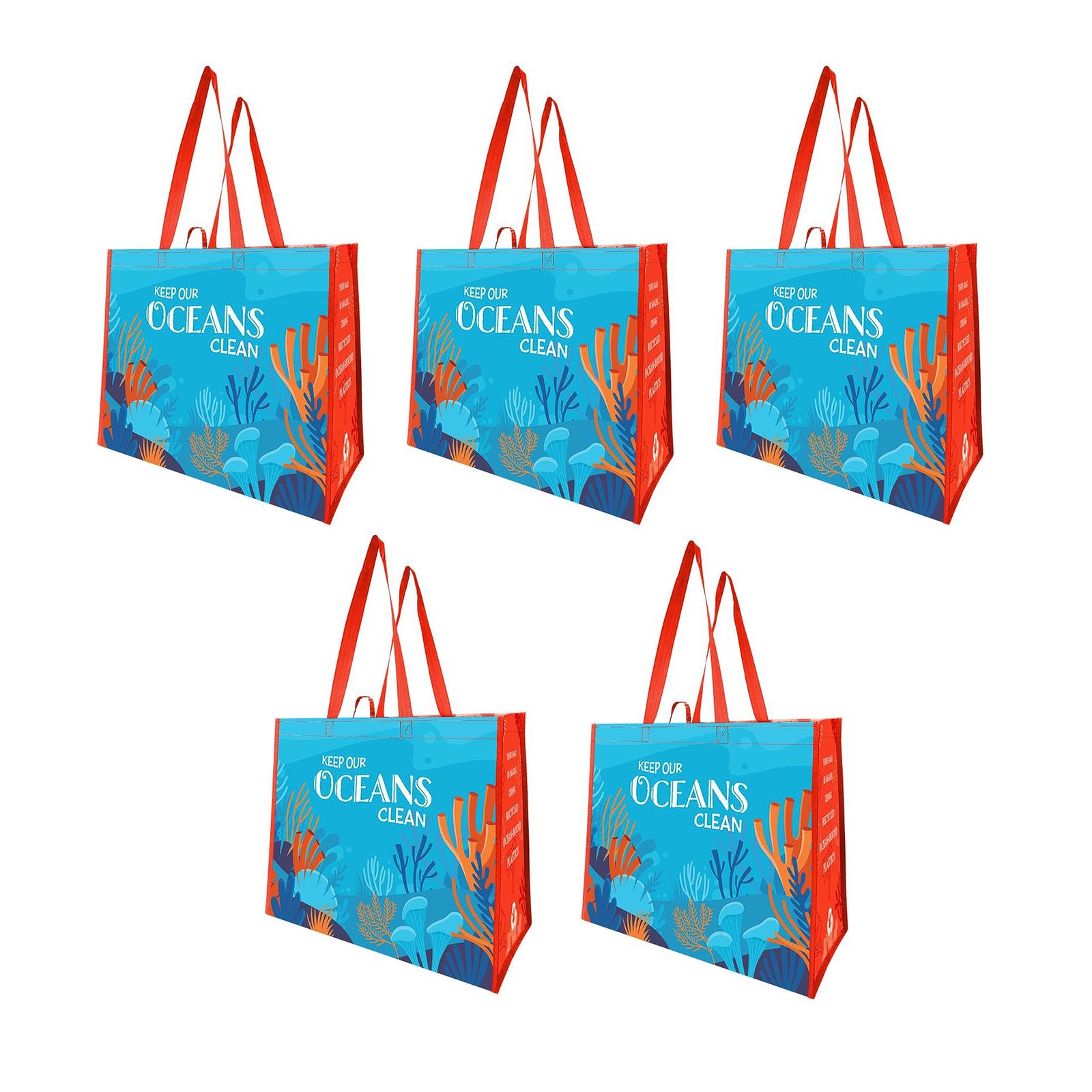 Reusable Grocery Bag Set Made from 90% Recycled Ocean Bound Plastics Eco Frie…