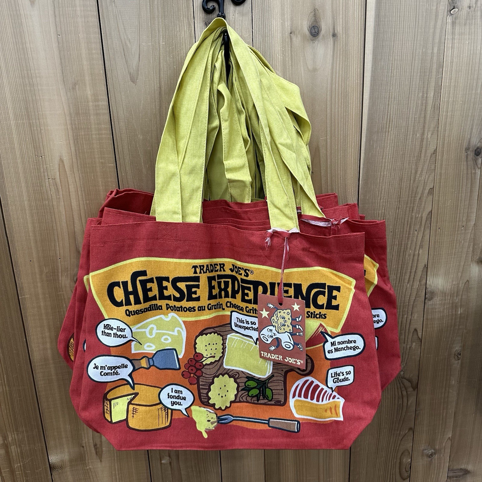 Trader Joe’s Bag Tote Canvas Blue SardiRed Cheese