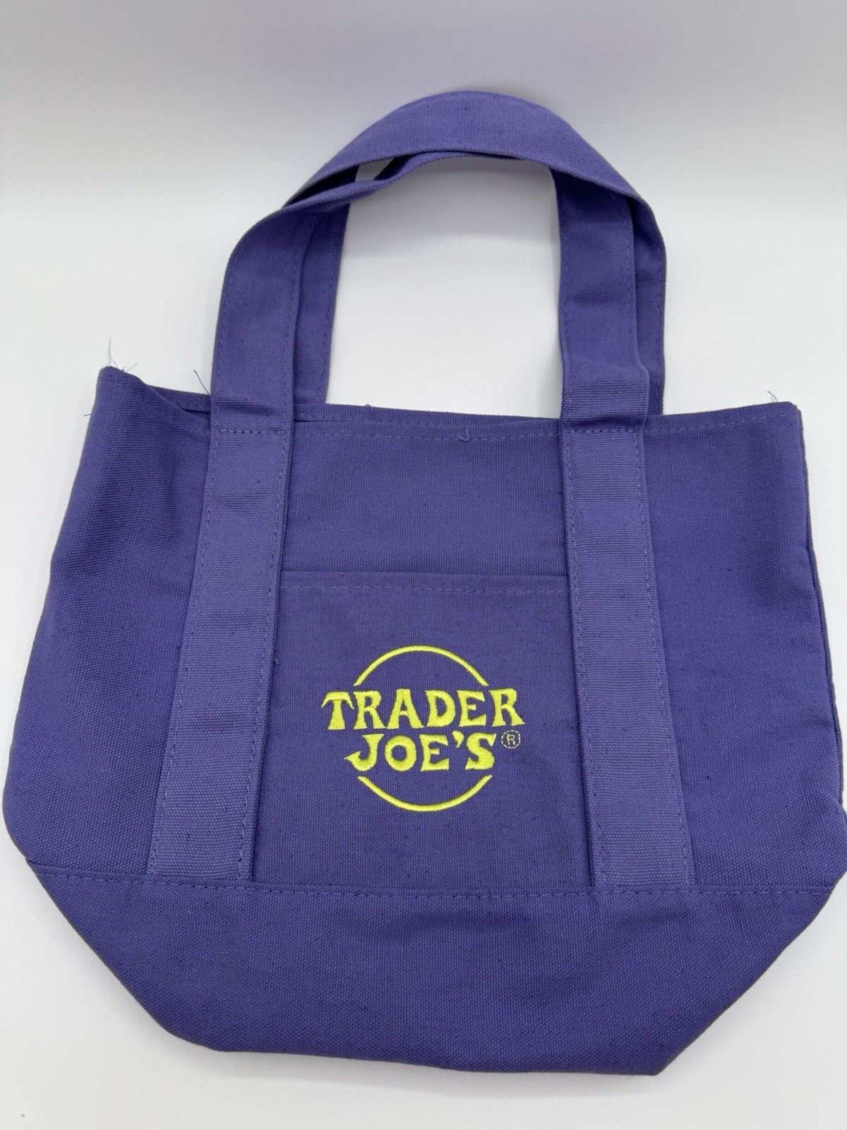 Trader Joe’s Purple & Neon Yellow Green Halloween Mini Canvas Tote Bag