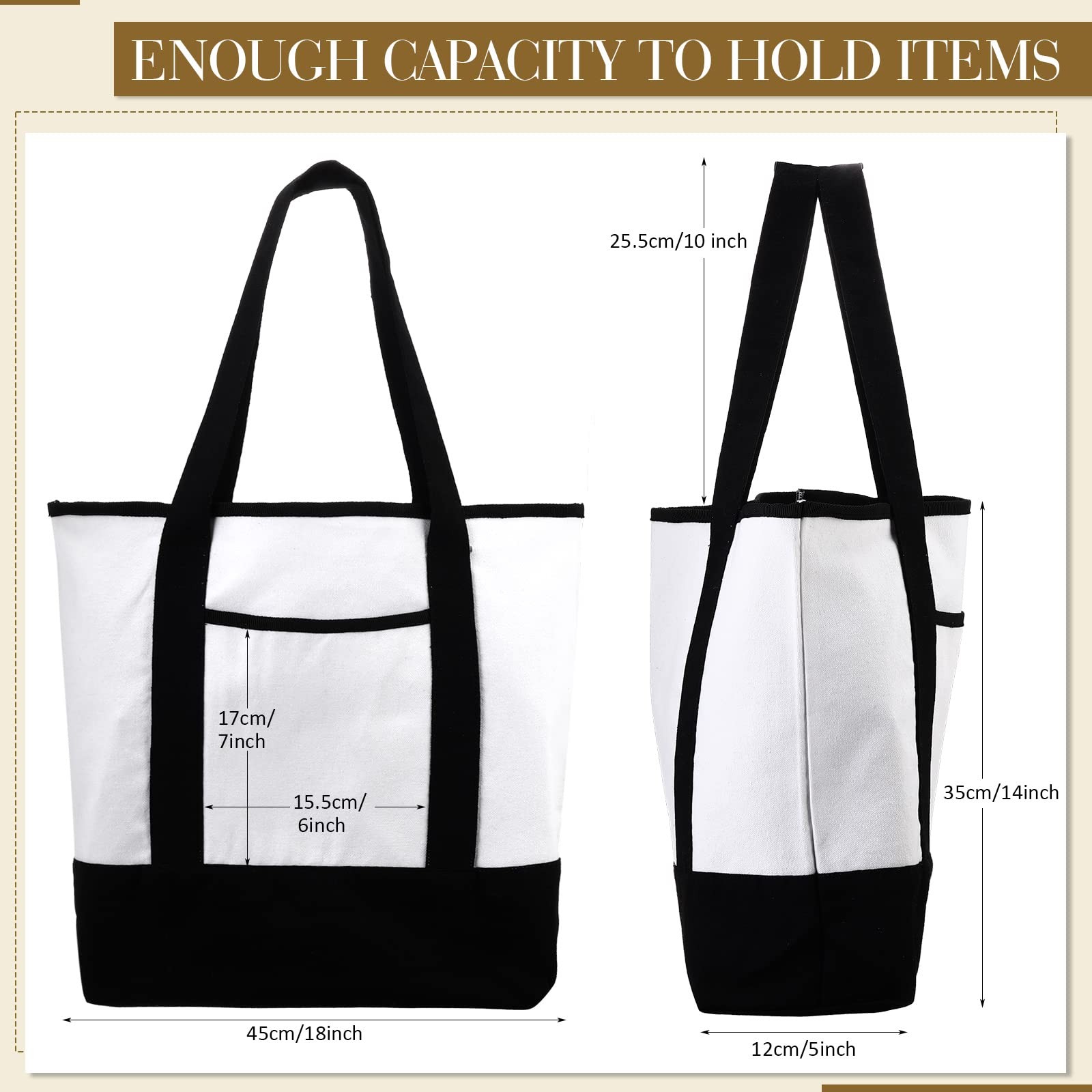 Reginary 16 Pcs Canvas Tote Bags Bulk with Outer Pocket 18 Inch Reusable Shop…