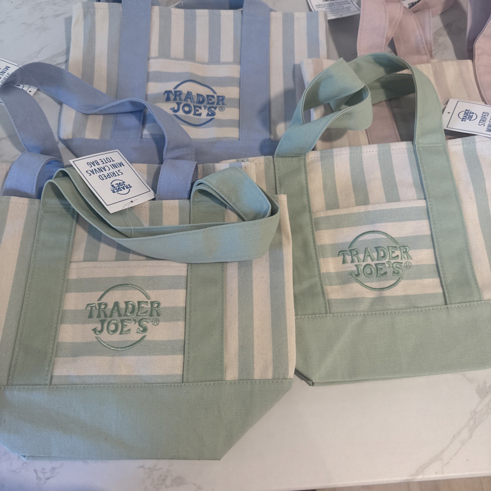 Trader Joe’s Striped Mini Canvas Reusable Tote Bags Multicolor 8-Pack